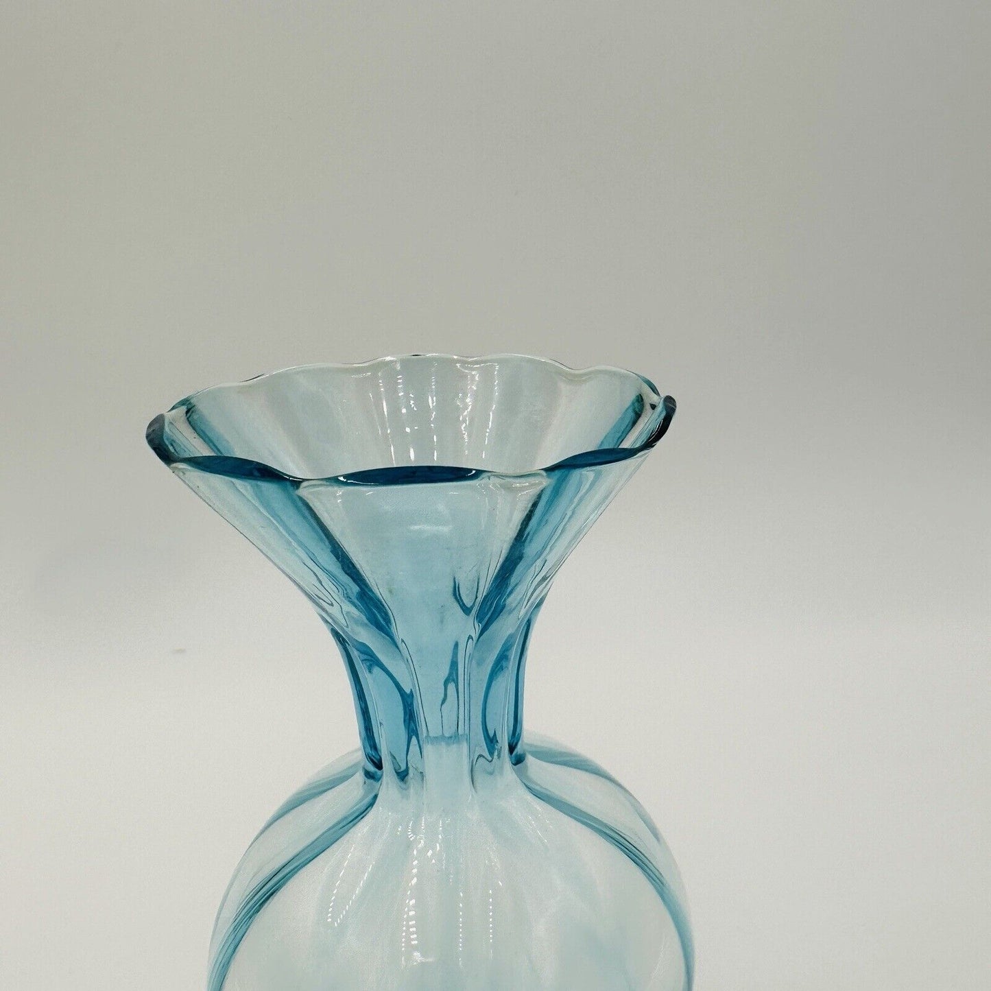 Bud Vase Napoleone Martinuzzi in the Manner of Blown Glass Blue Aqua Decor