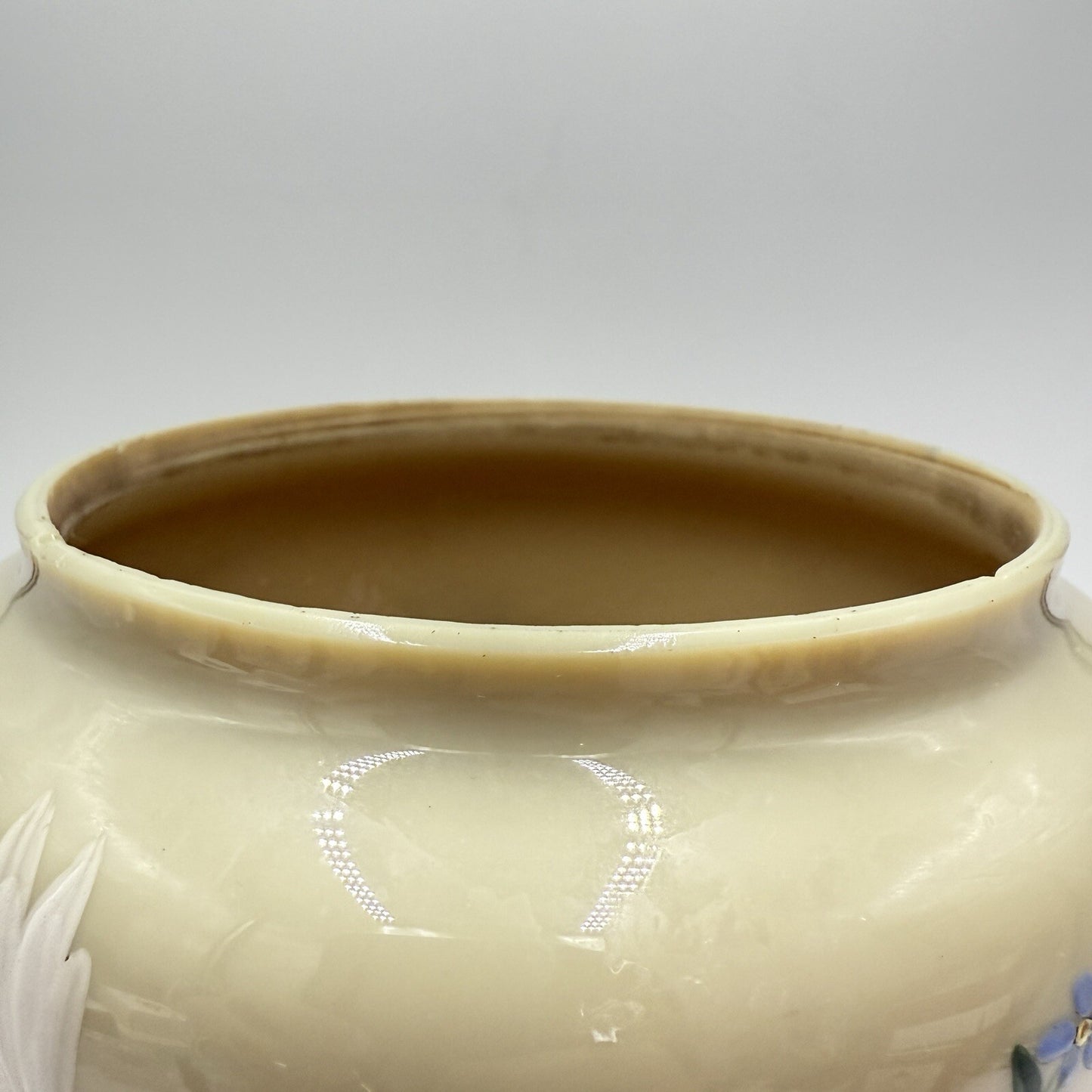 Antique Victorian Bristol Art Glass Hand Painted Daisies Footed Large Vase 11in