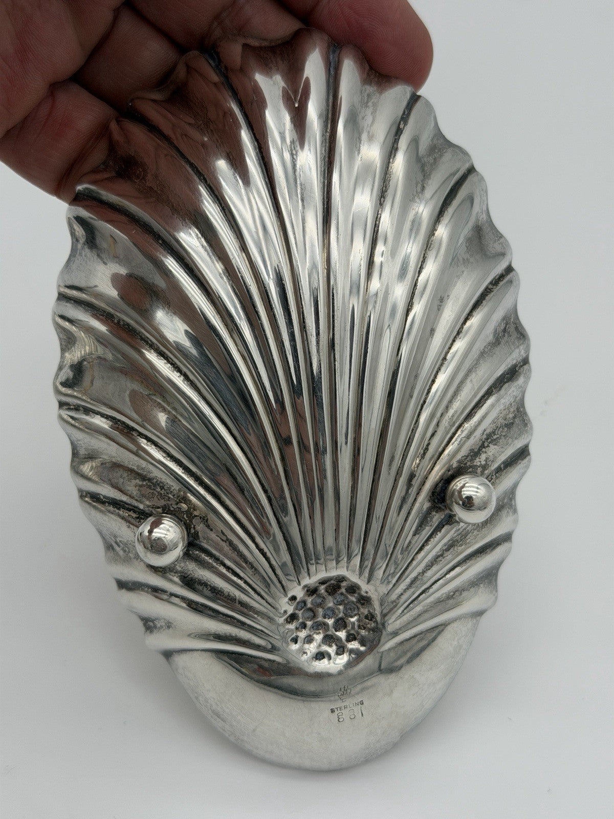 Antique Sterling silver  Manchester scallop shell bonbon candy bowl Dish Tray