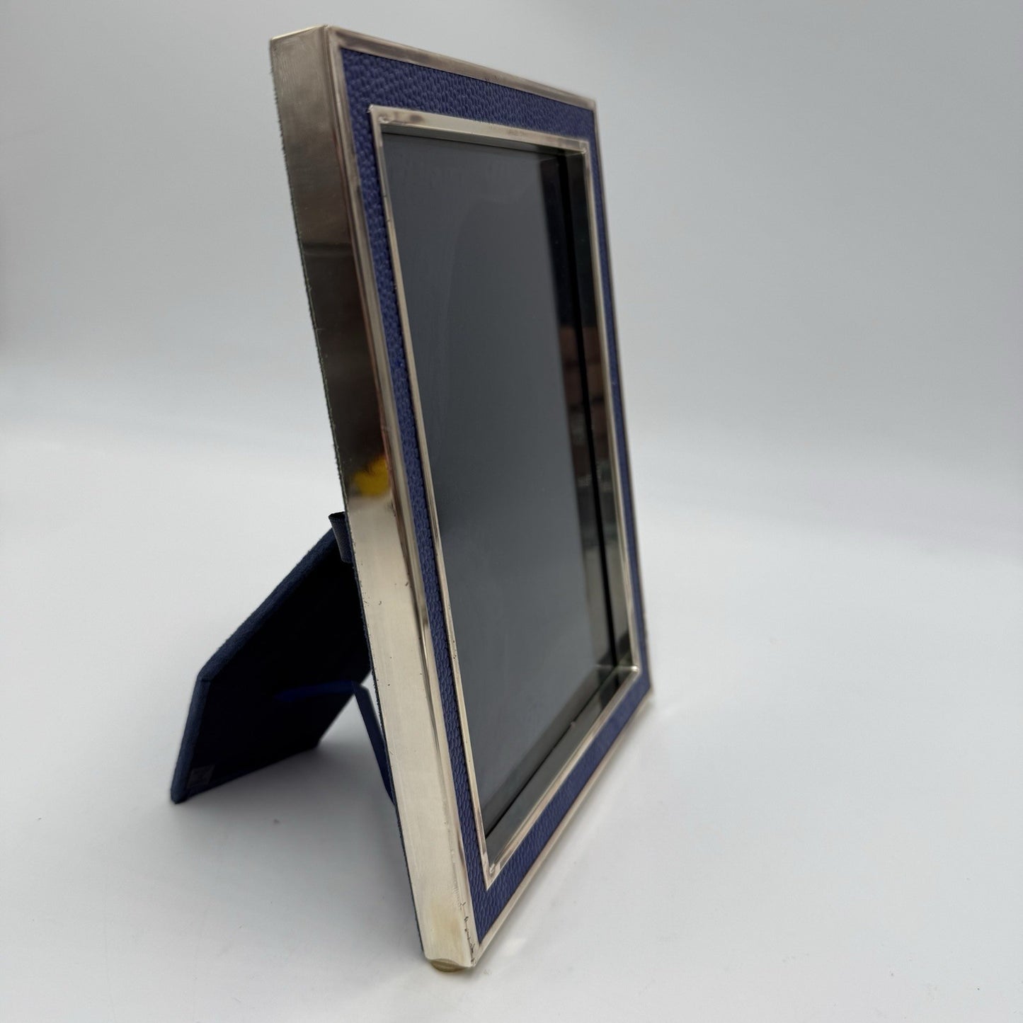 Tizo Italy Sterling Tone Picture Frame Blue Velvet Backing Vintage 5.5”x7.5”