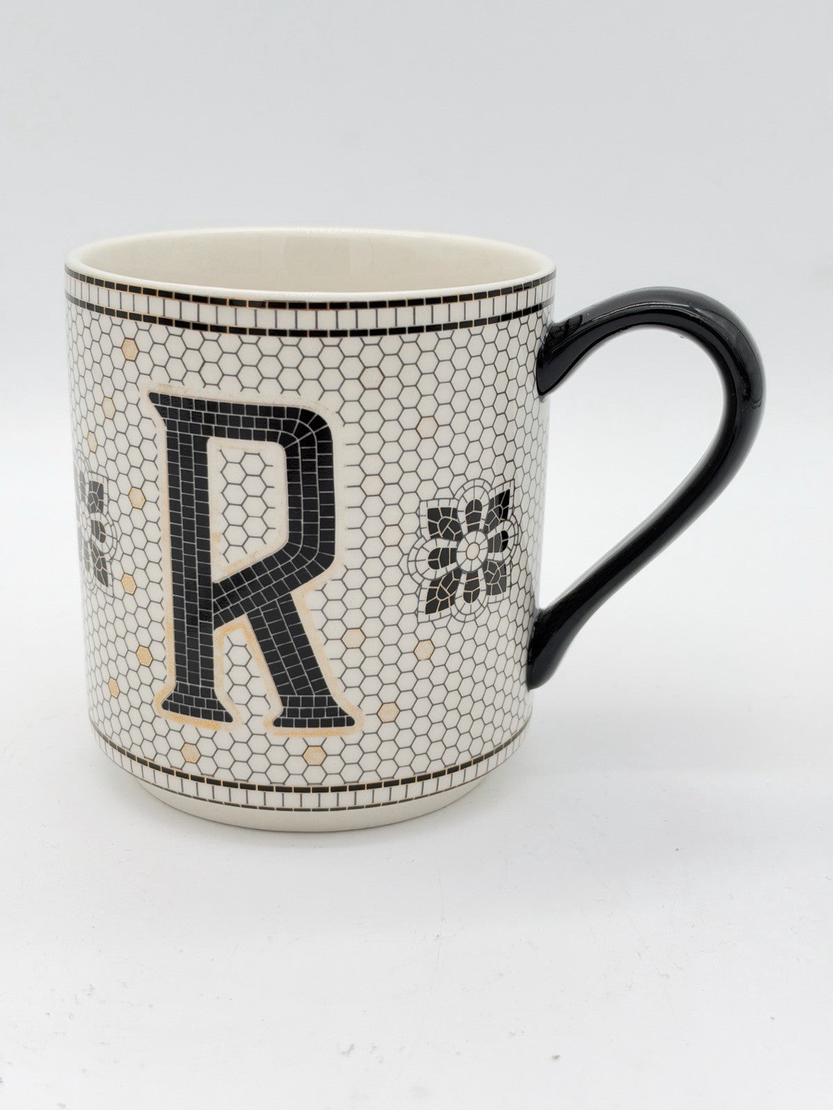 Anthropologie BISTRO TILED MARGOT Mug Cup Tea Coffee Monogrammed Letter R