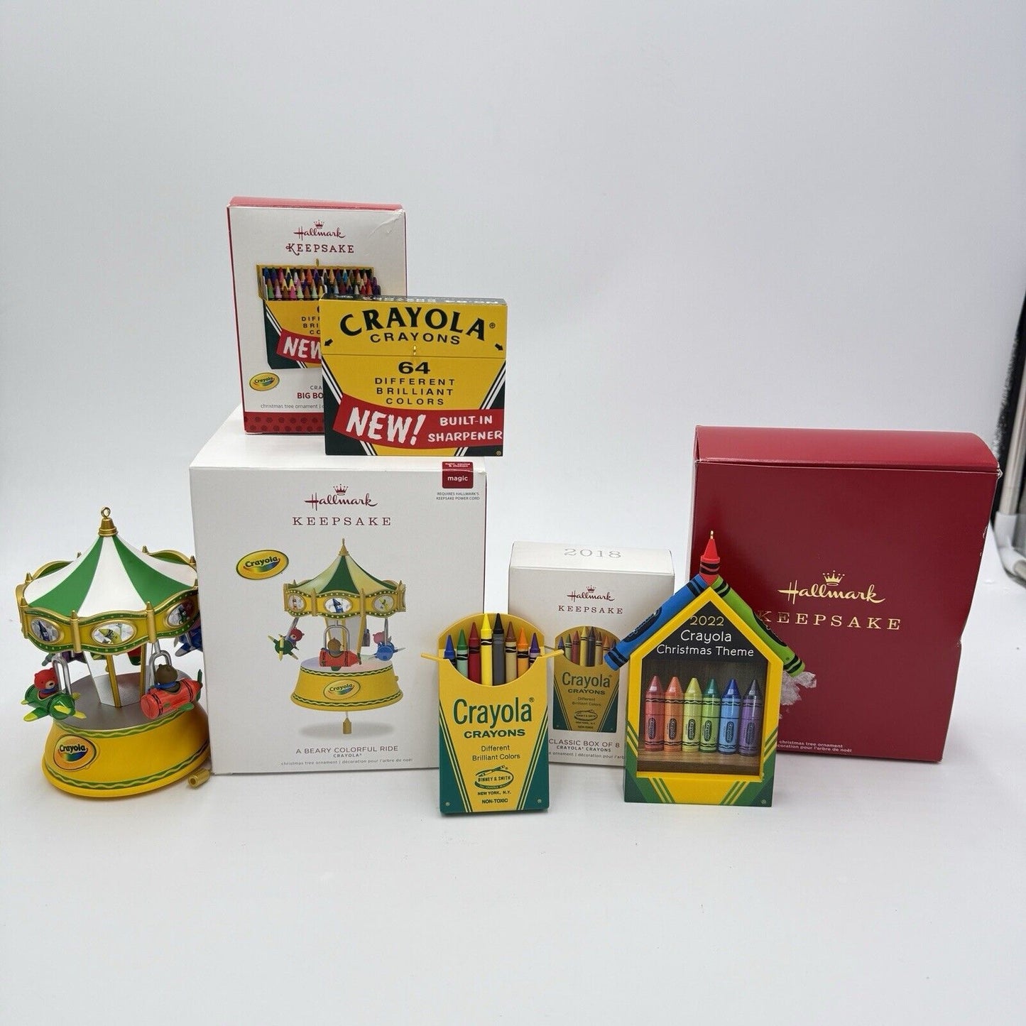 Hallmark Keepsake Crayola Crayons Christmas Ornaments Set 4 PCs 2013,2018,2022