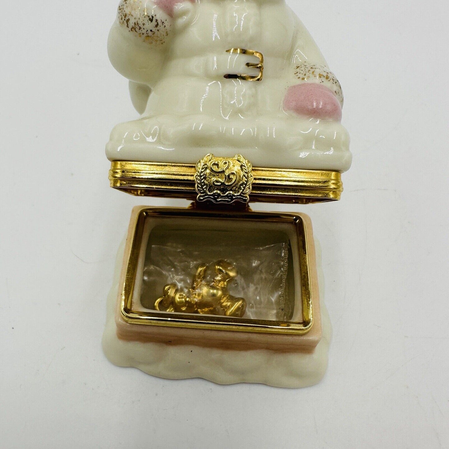 Lenox Santa's Porcelain Special Delivery Trinket Box Teddy Bear Charm Treasures