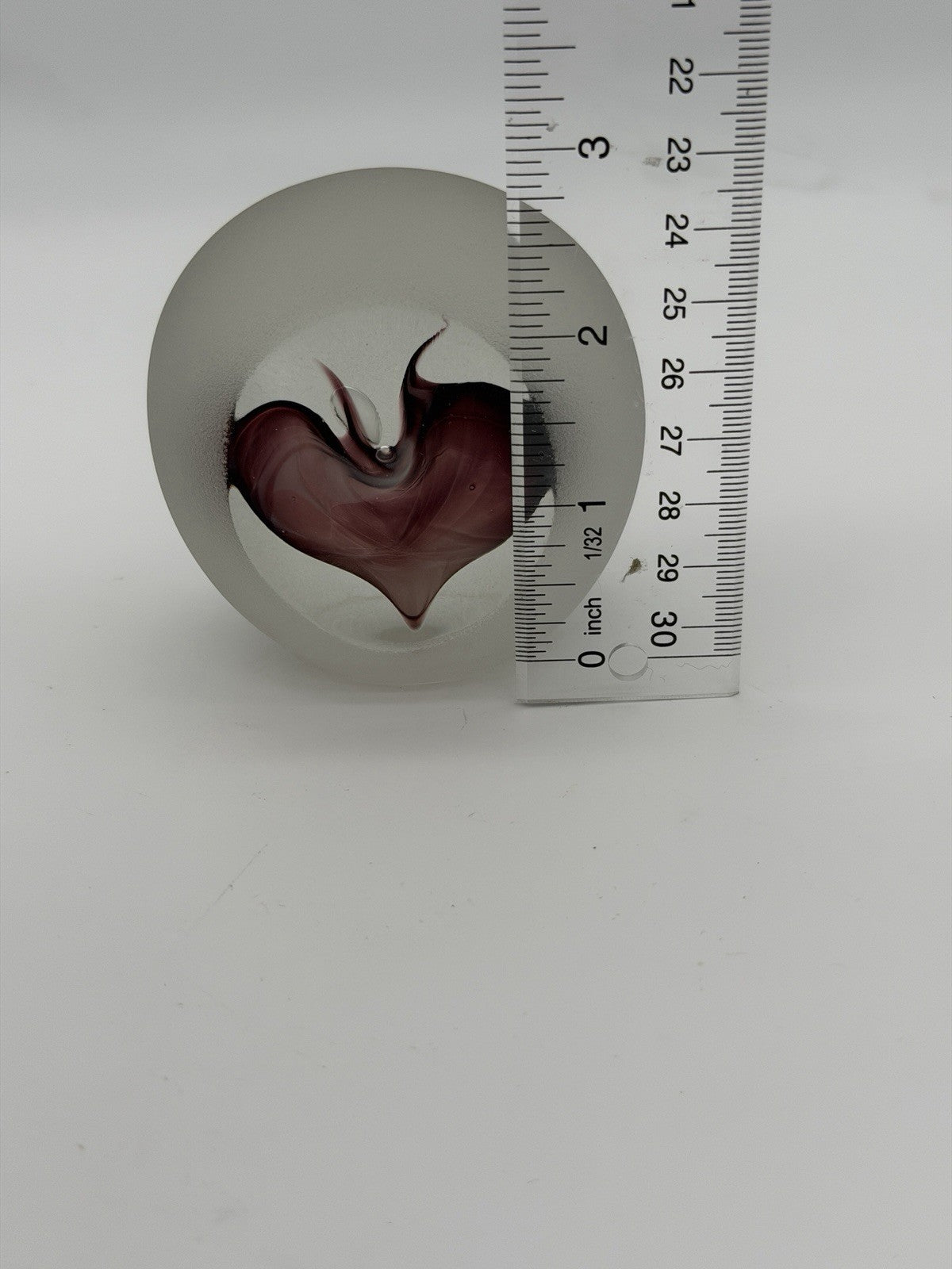 Neil Duman Art Glass Paperweight Purple Heart Virginia Studio Frosted 90’ Rare 3