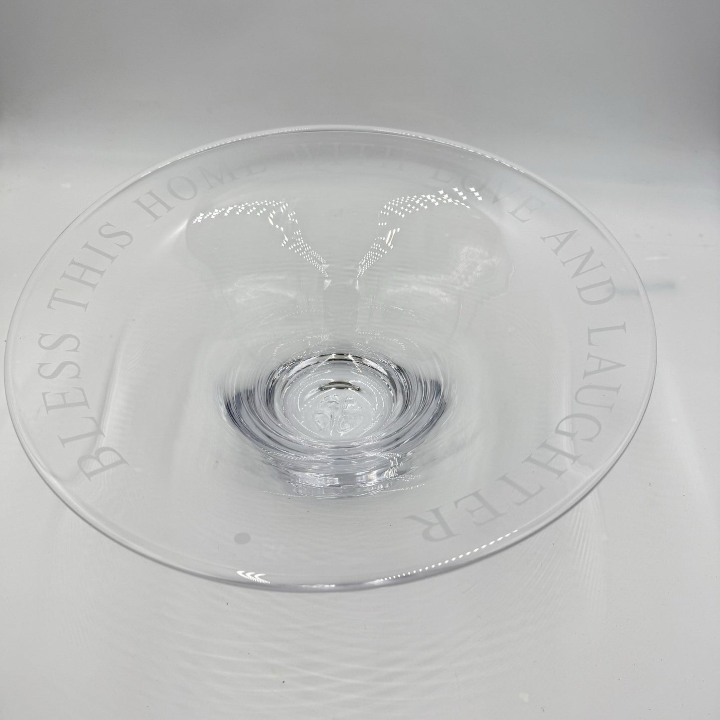 Simon Pearce Bless Bless This Home Love & Laughter Crystal Centerpiece Bowl 14"