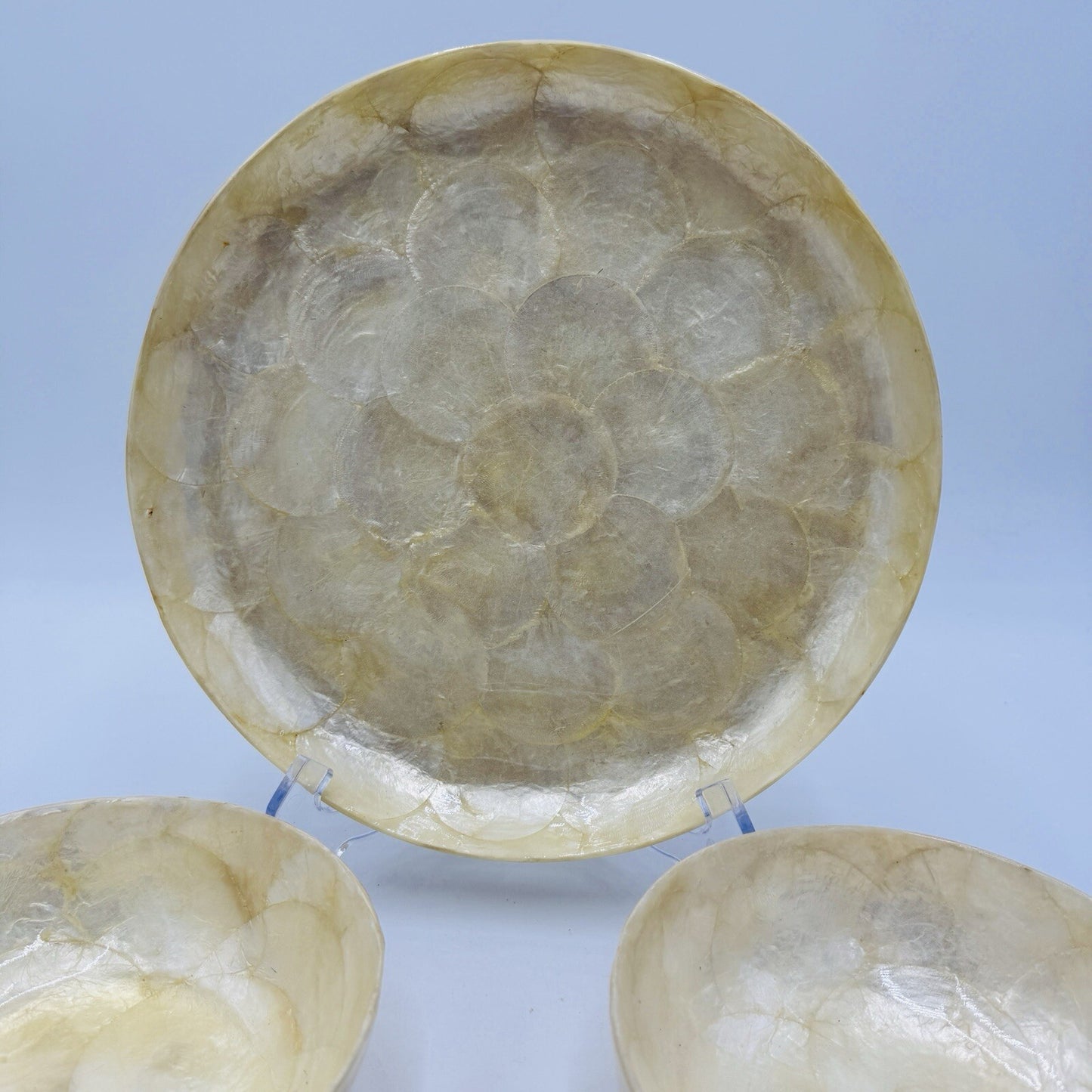Capiz Shell Tray and Bowls Set 3 Pieces Vintage Dining Set