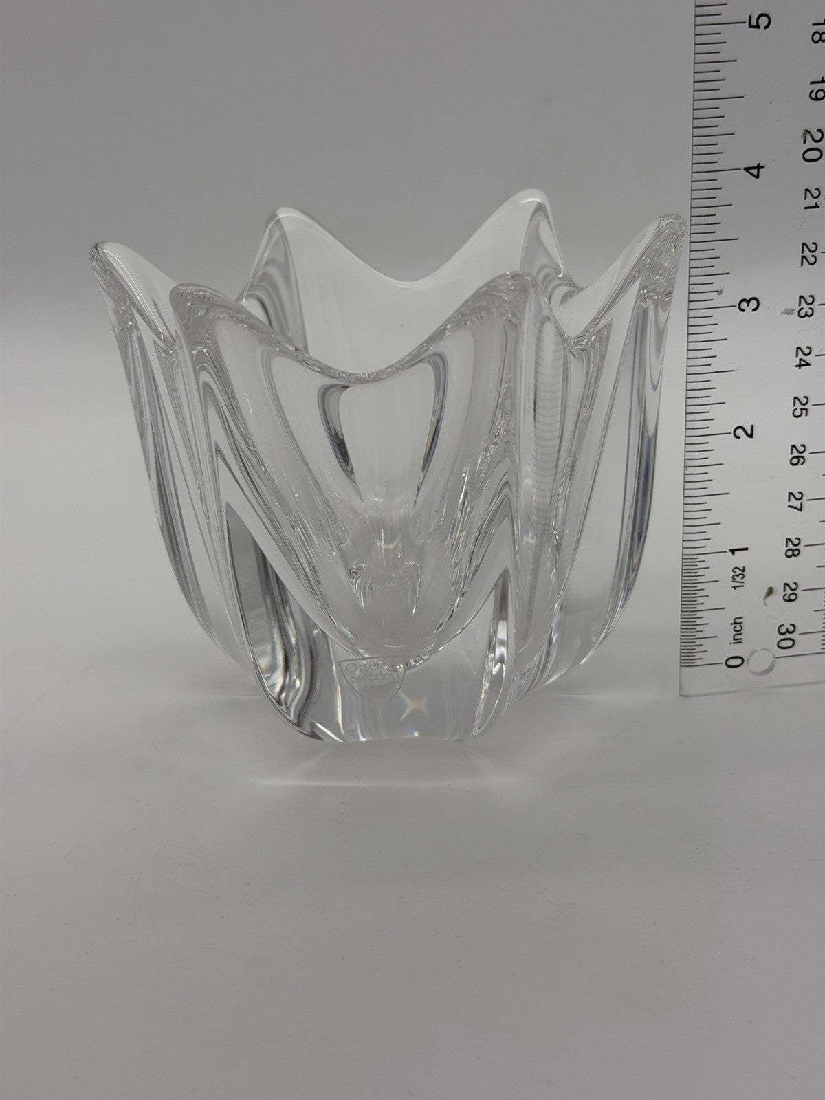 Orrefors Art Crystal Belle Tulip Vase Bowl Votive Candle Holder Johannson 4”