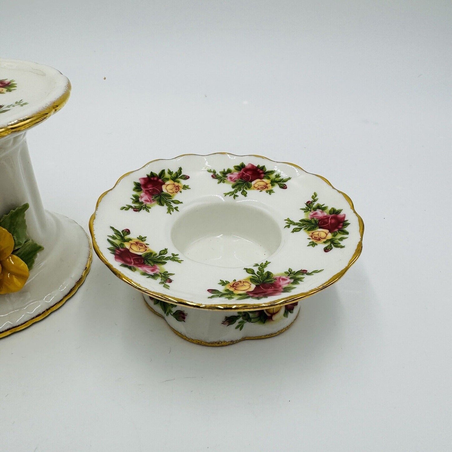 Royal Albert Old Country Roses Porcelain Candle Holders Set Christmas Decor