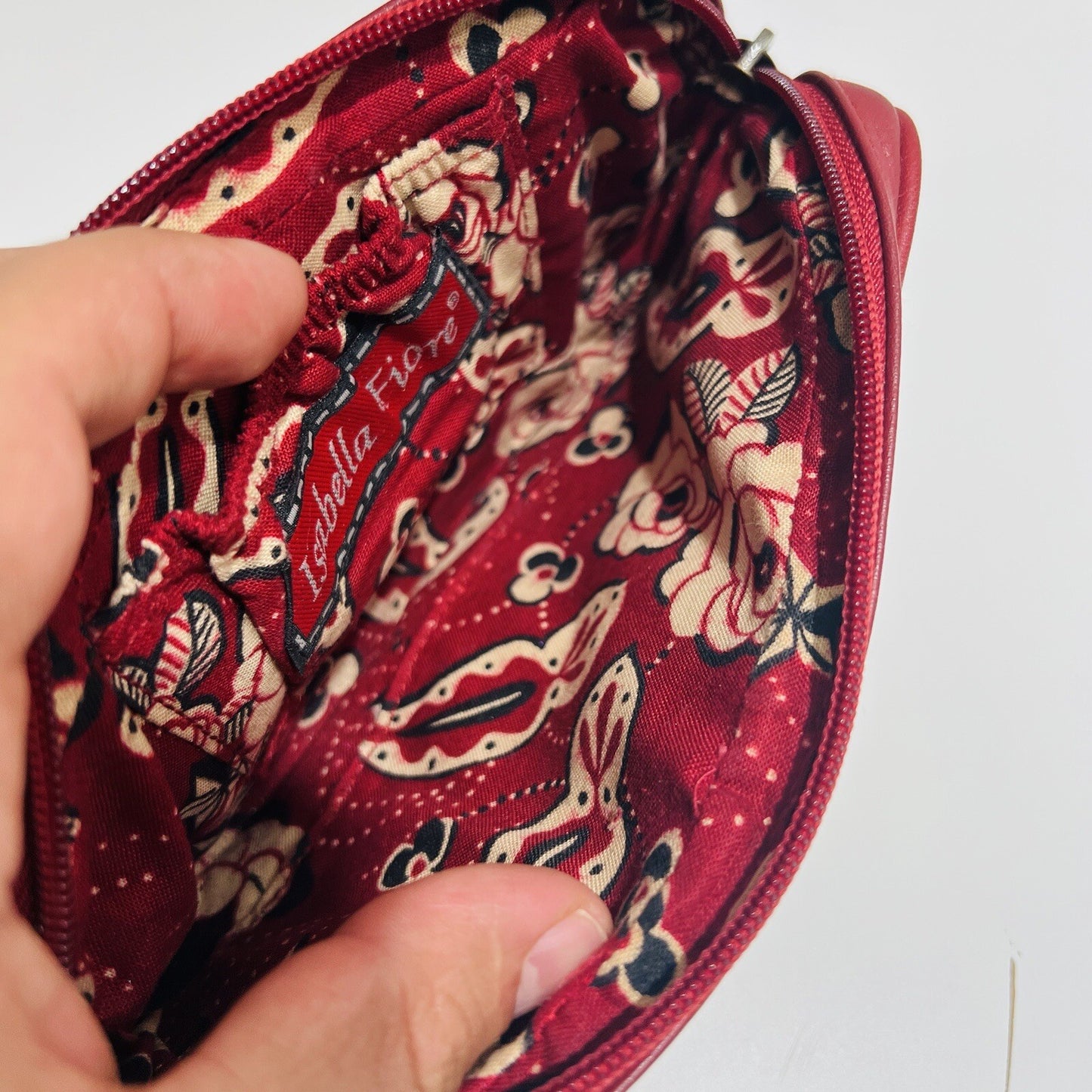 Isabella Fiore Clutch Wristlet Women's Handbag Black Red Embroidered Purse Bag