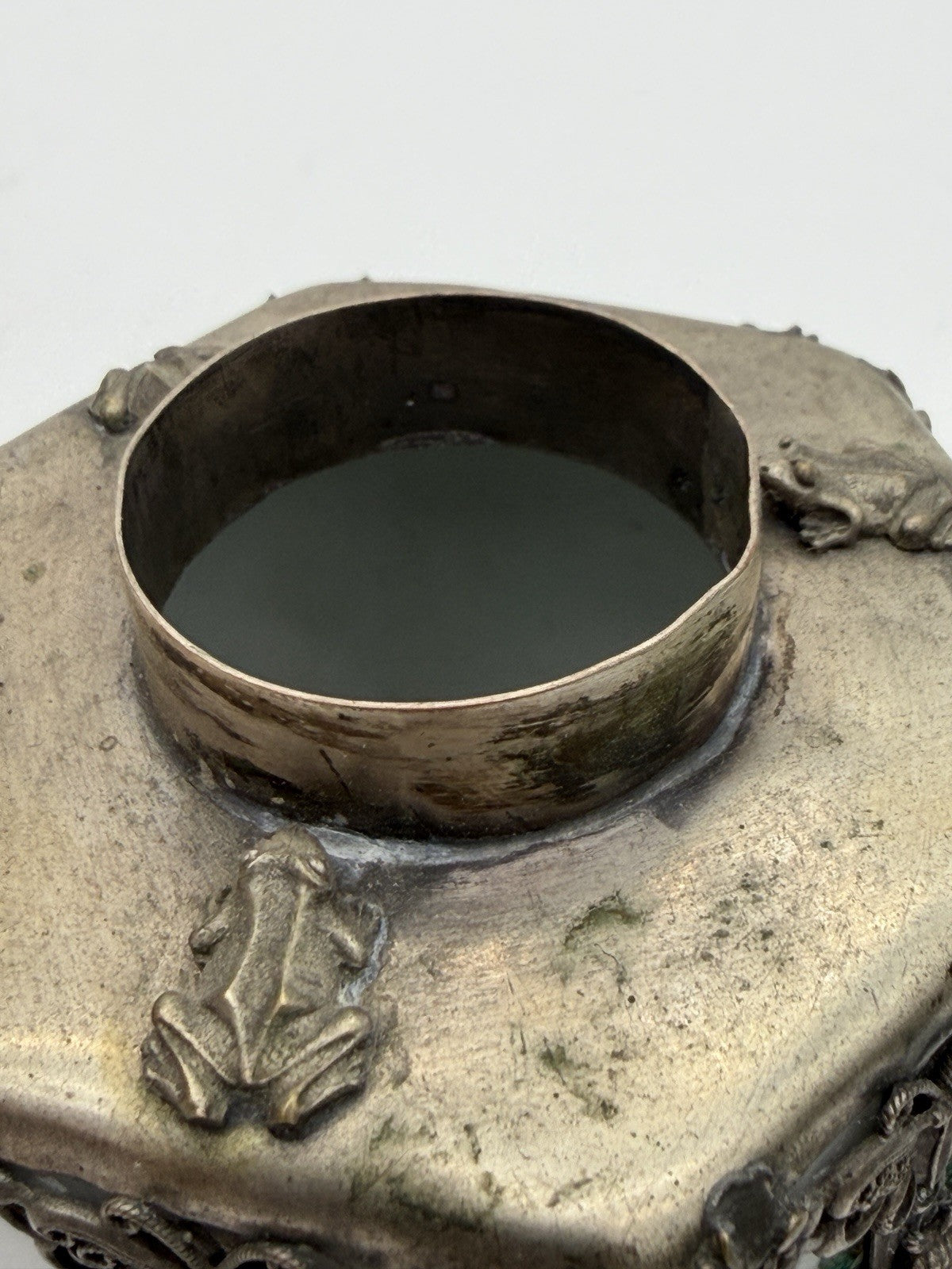Antique Guangxu reign hexagonal Qing Dynasty Chinese metalwork pewter teapot