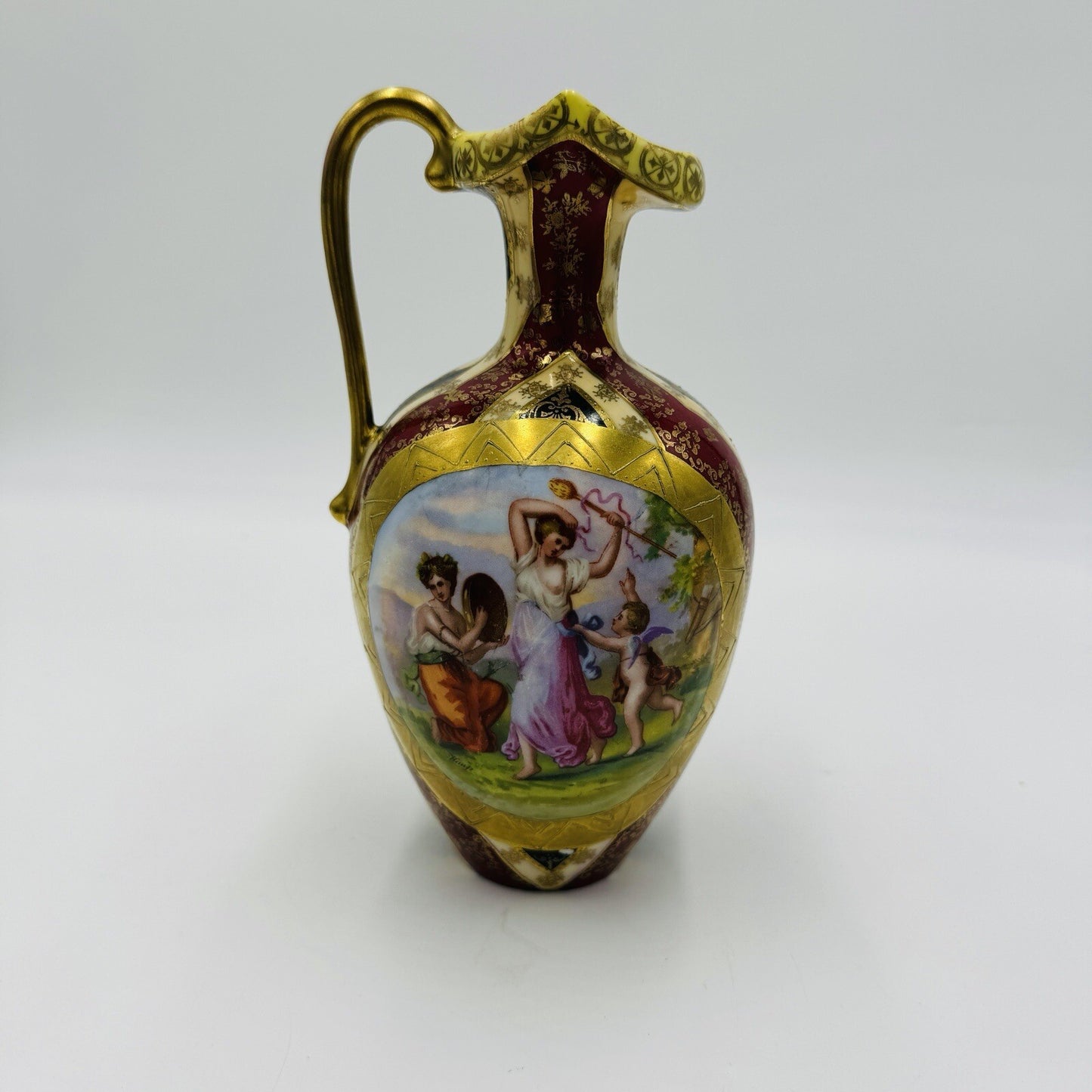 Royal Vienna Austria Porcelain Pitcher Hand Painted Portrait Art Nouveau Antique