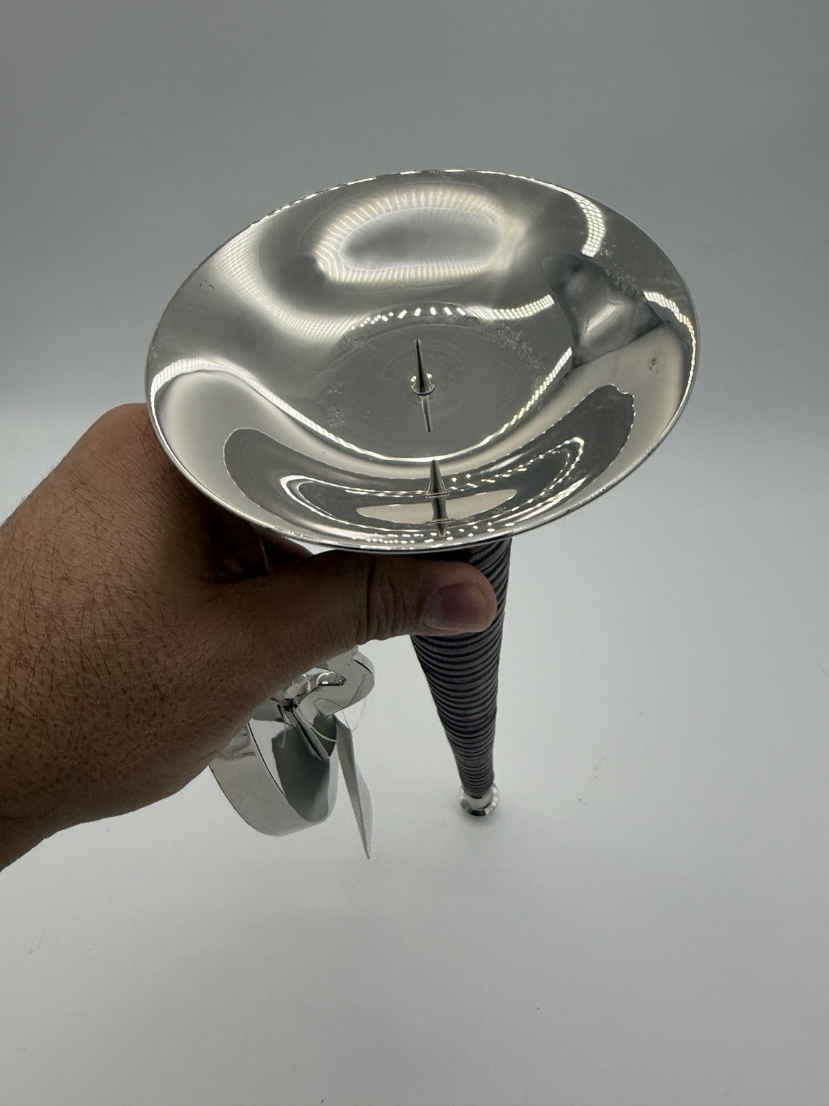 Bombay.co Silver Toned Art Deco Horn-shaped torch-style wall mount candle Holder