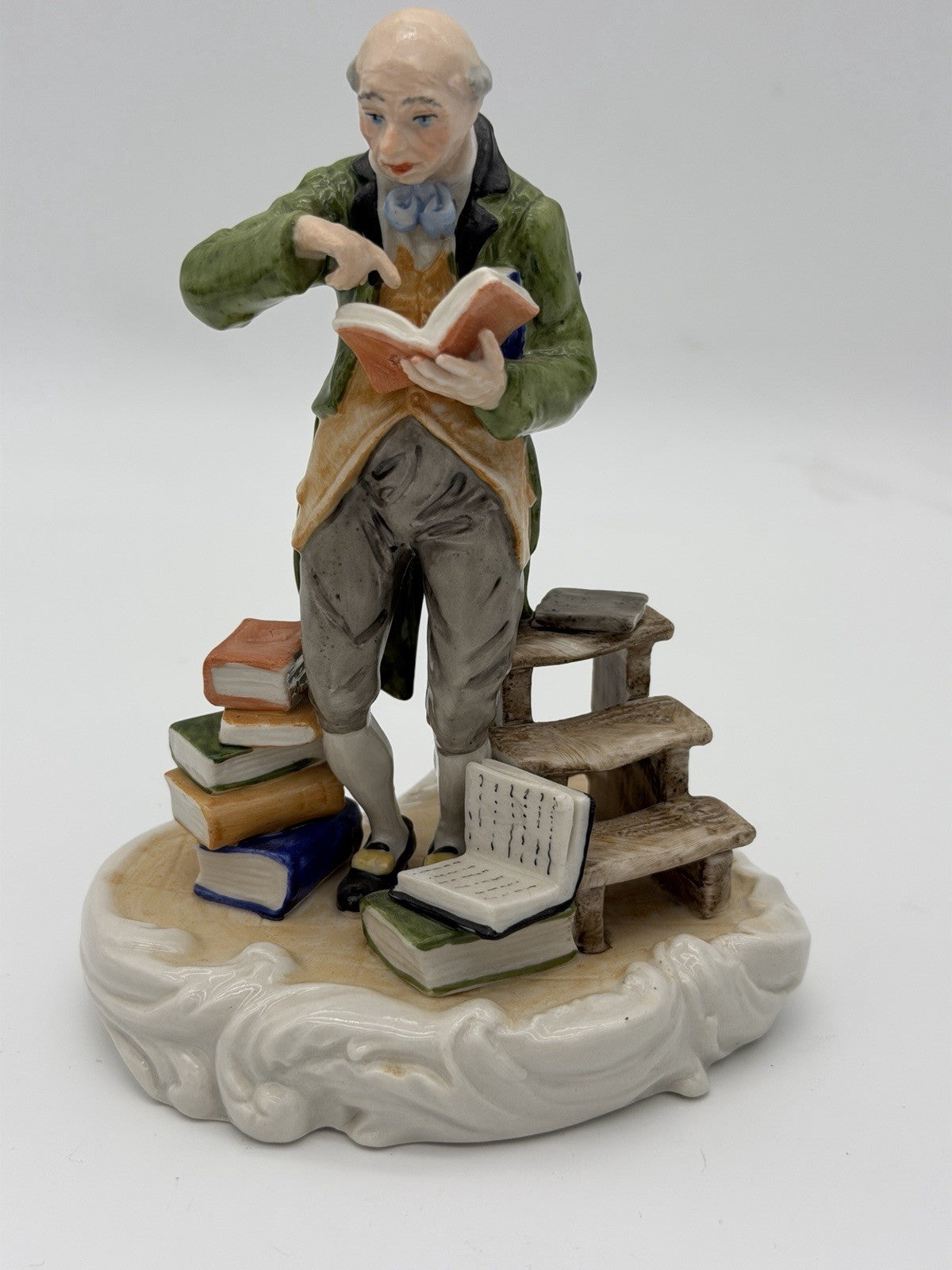 MV Mueller & Co Volkstedt 1907 Porcelain Germany Victorian Librarian Figurine