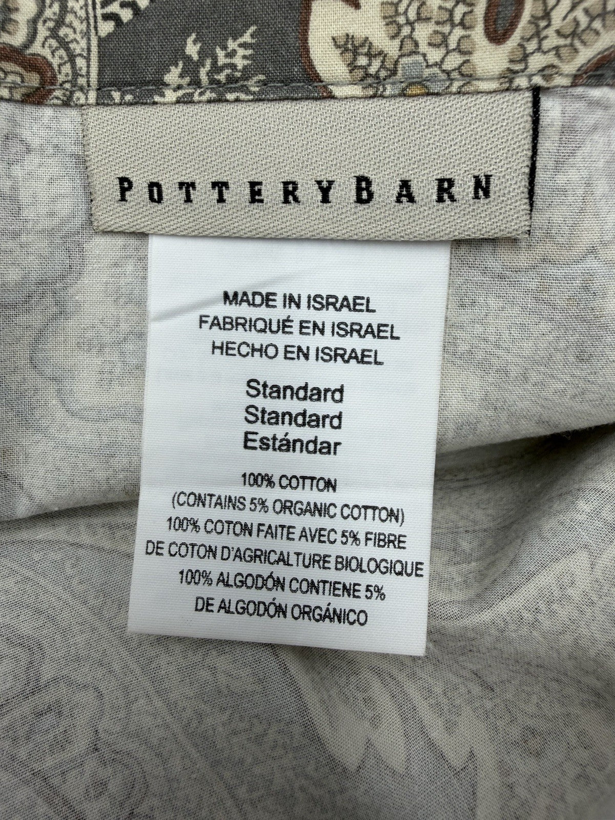 Pottery Barn Anton Paisley Medallon Floral Gray Queen Size 2 Standard Chams