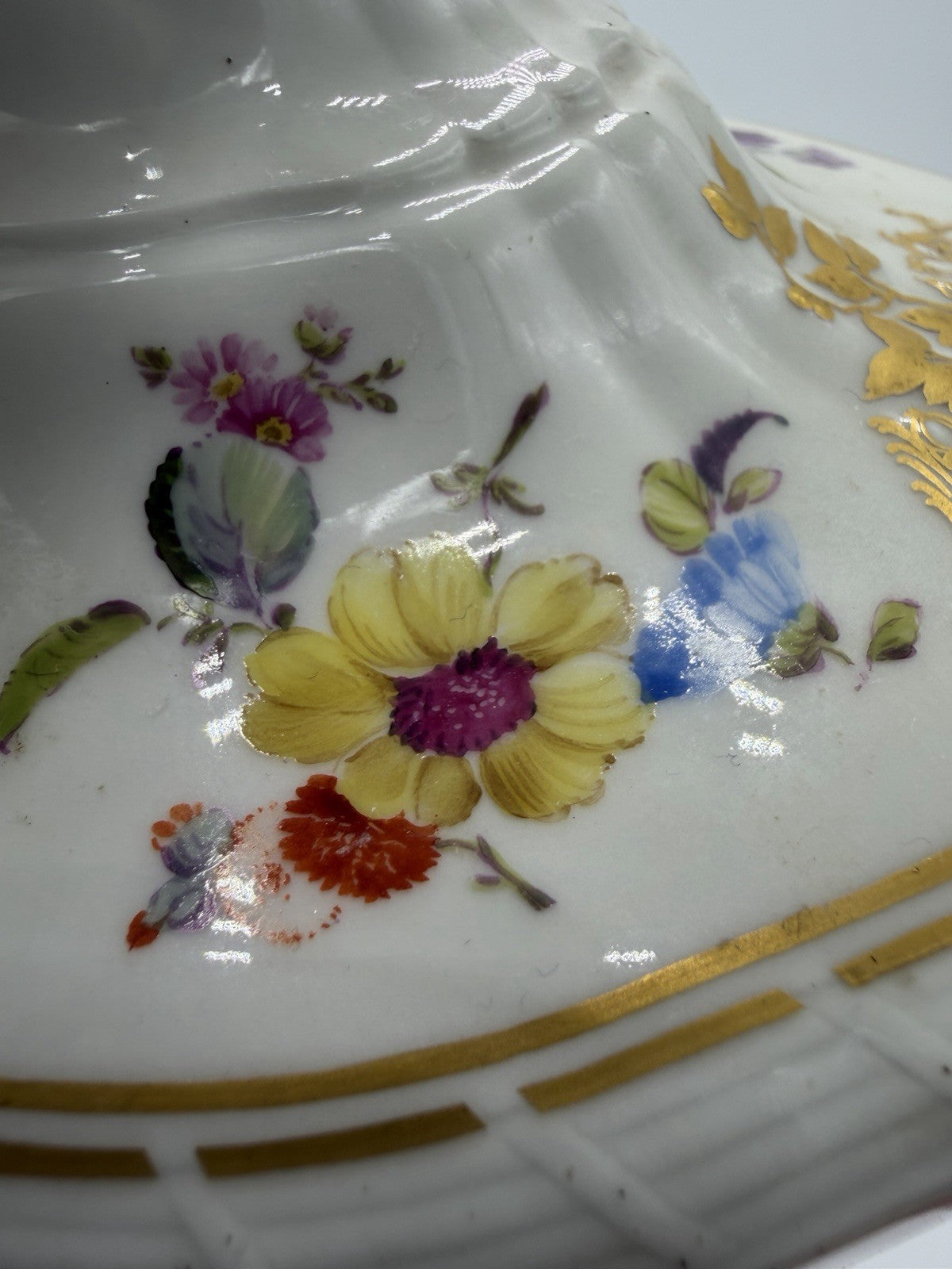 Rare 19th C KPM Berlin Rocaille porcelain candelabra kneeling reading putto 14”