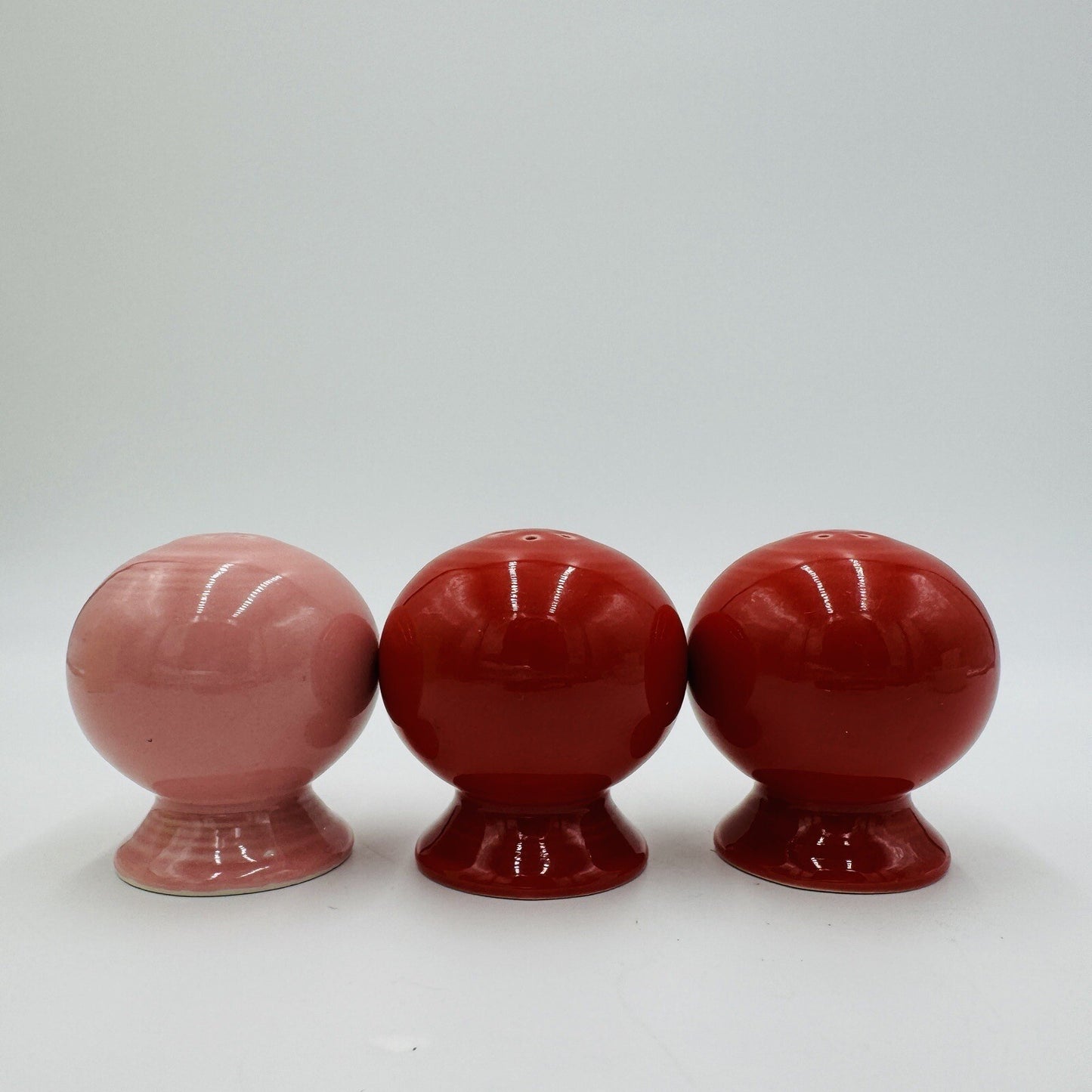 Fiestaware Salt And Pepper Shakers Red & Pink Set Pottery USA