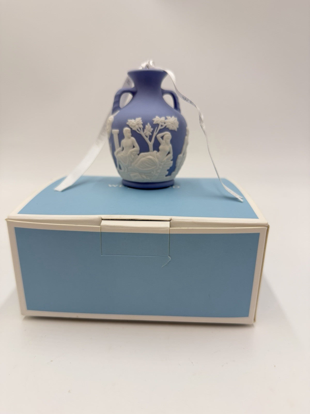 Wedgwood Jasperware Blue Miniature Vase Christmas Ornament Boxed