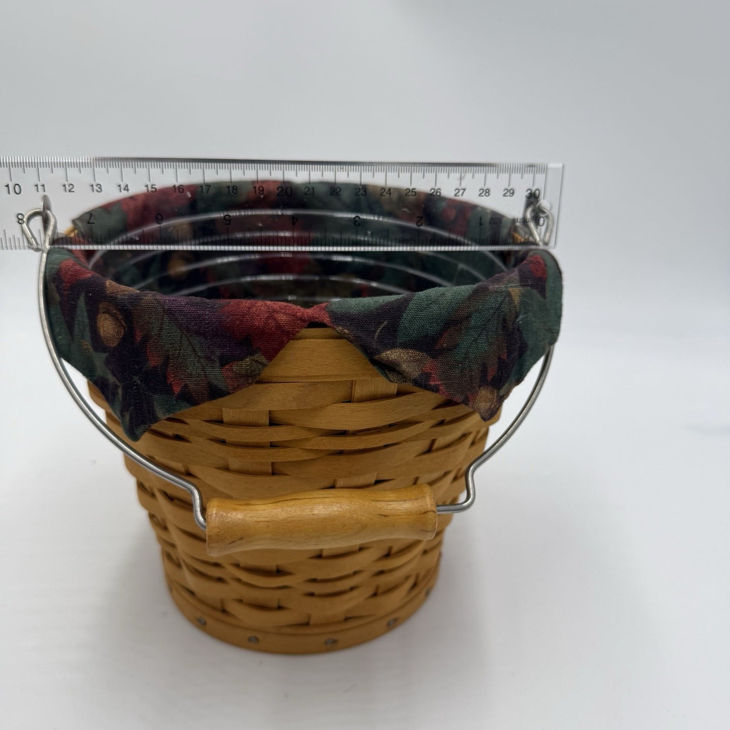 Longaberger Classic Autumn Fall Pail Basket Leaves Liner Protector Handwoven US