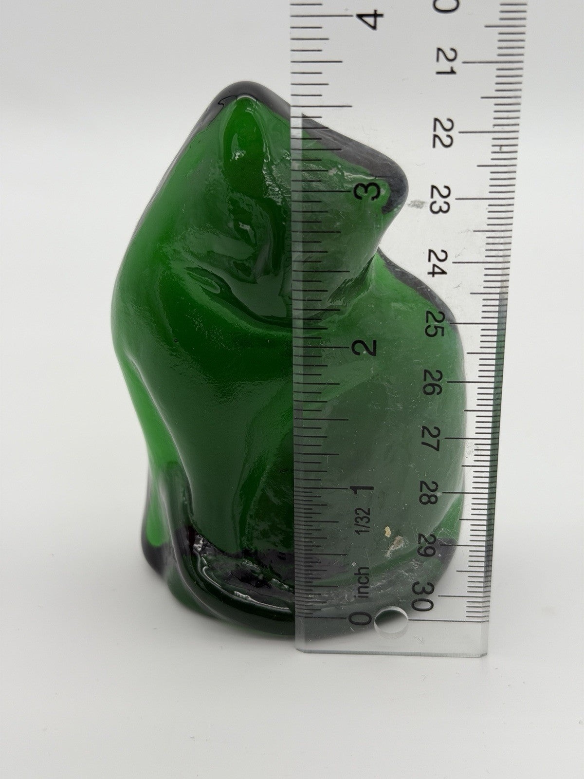 Blenko Art Glass Green Emerald Cat Kitty Abstract Signed 2025 Figurine 3.5”H