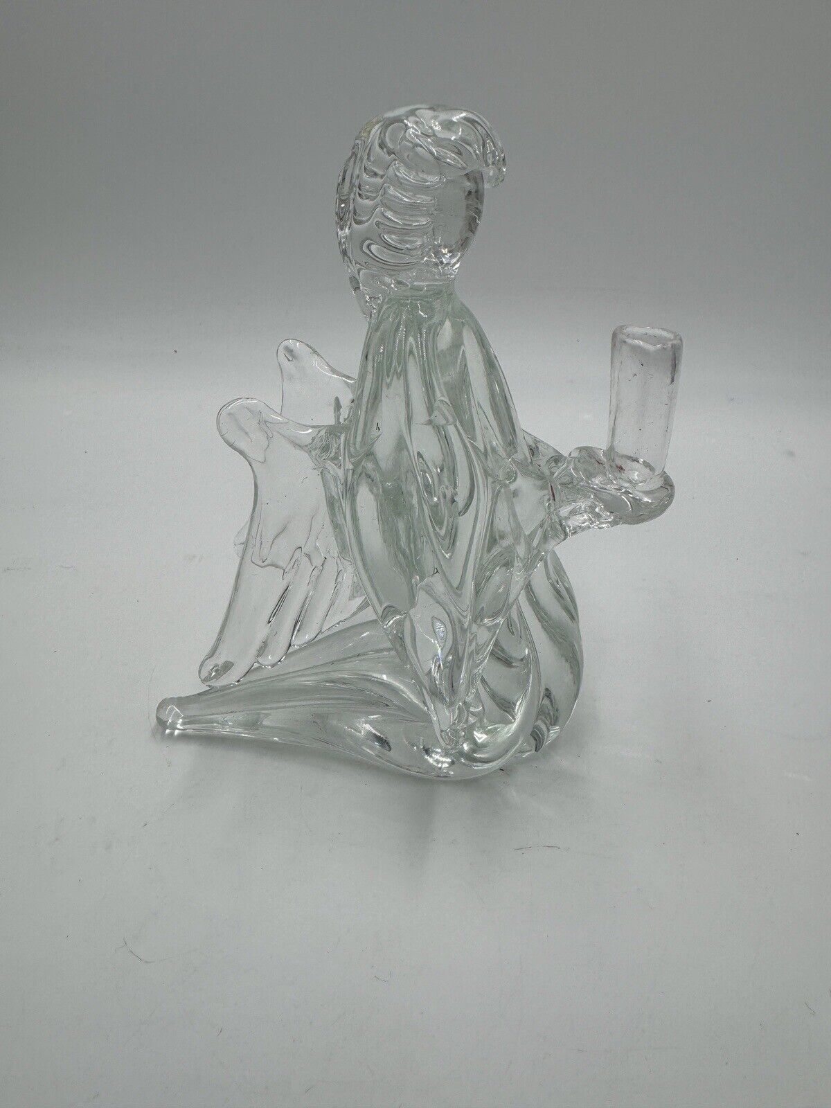 Vintage Ferro & Lazzarini Murano Glass Angel Candleholder Candlestick 6in Italy