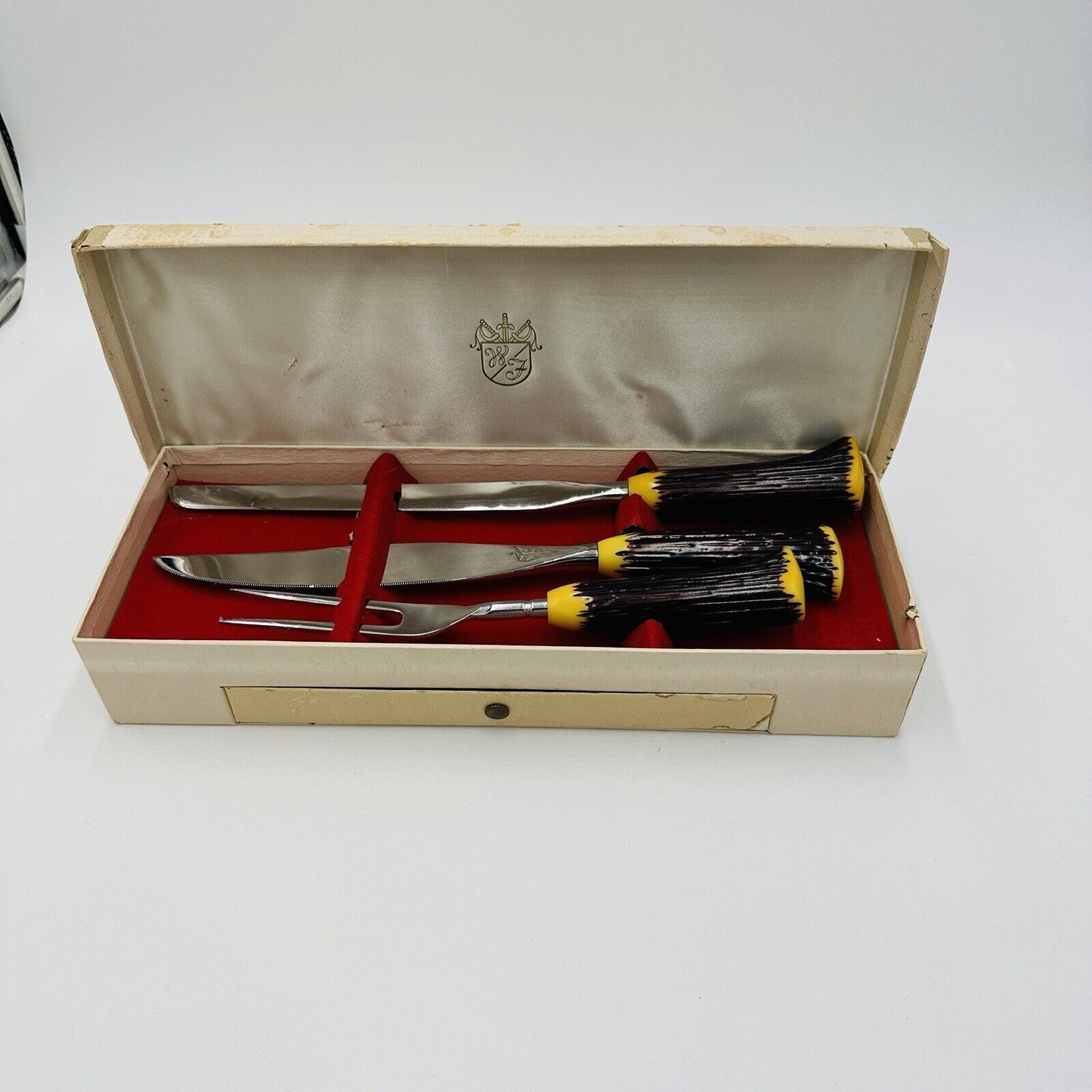 Washington Forge Cutlery Carving Set Stainless Steel Bakelite Staghorn  Vintage