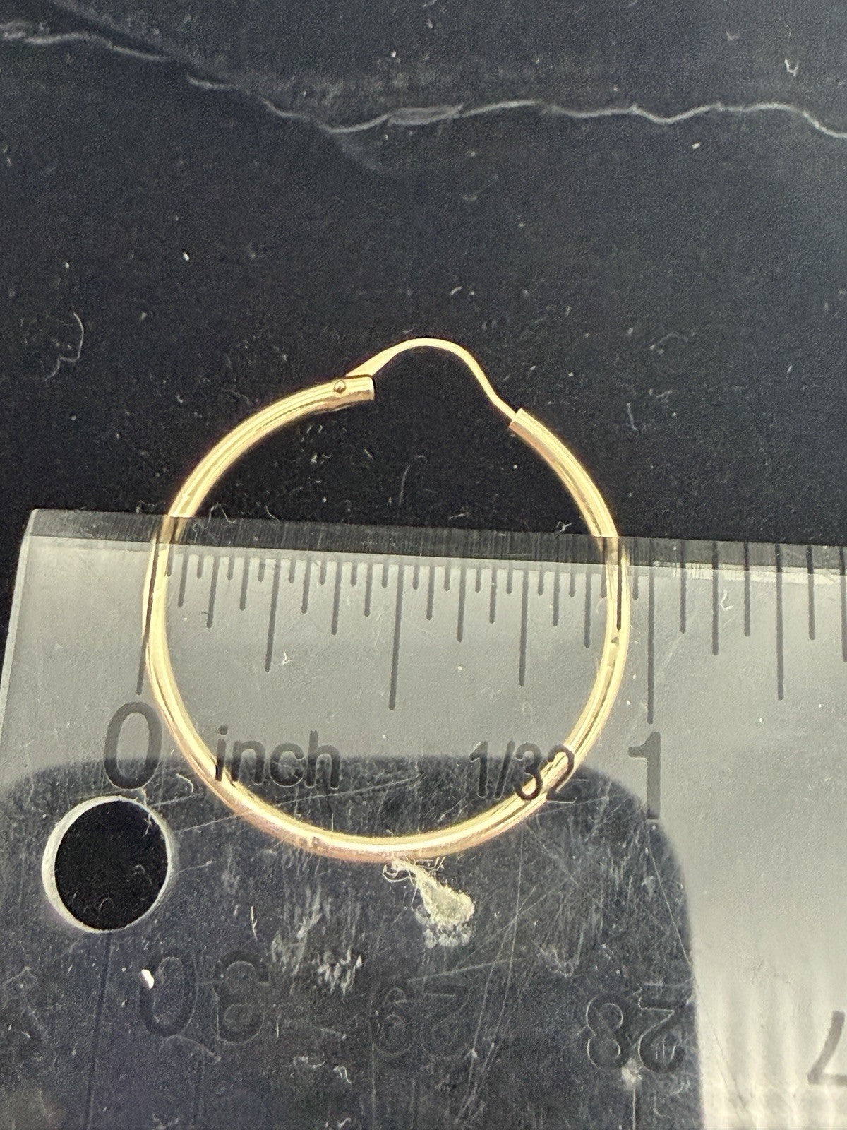 14K Yellow Gold Hoop Style Pierced Earrings  0.6 Grams 1”diameter