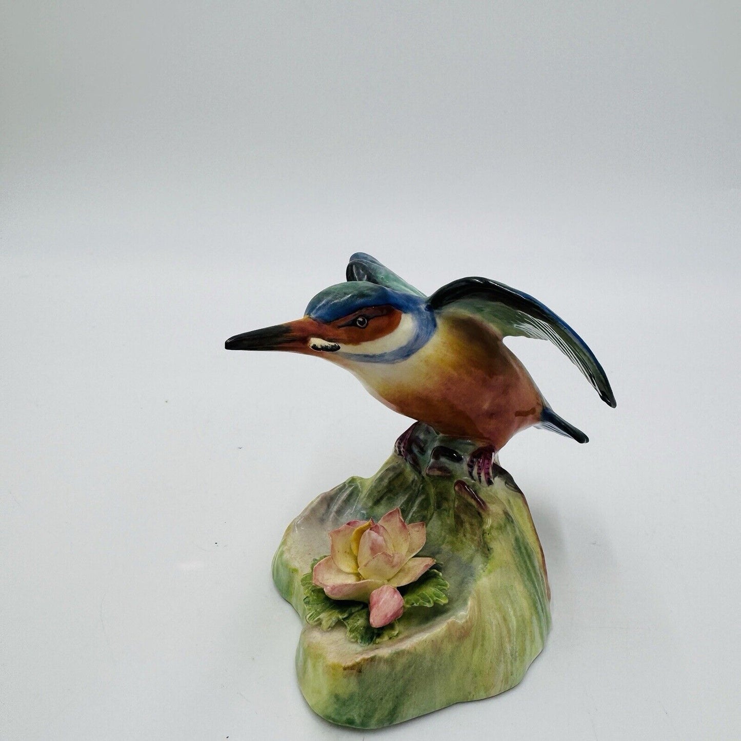 Adderley Floral Made England KingFisher Bird Figurine Hand Painted Porcelain 4”