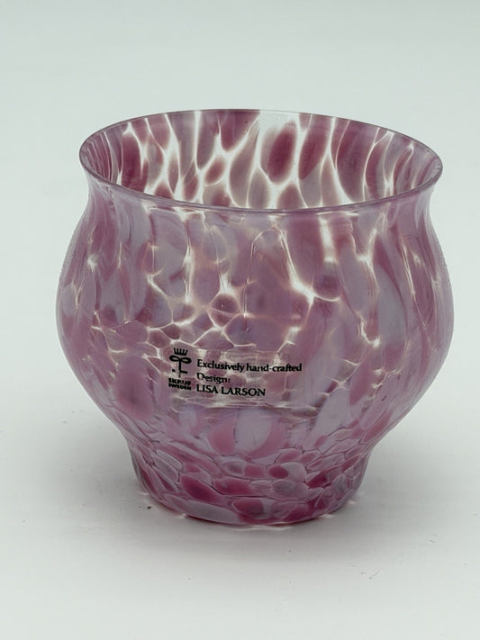 Lisa Larson Art Glass Pink Tea Light Votive Candle Holder Skruf Sweden Vintage