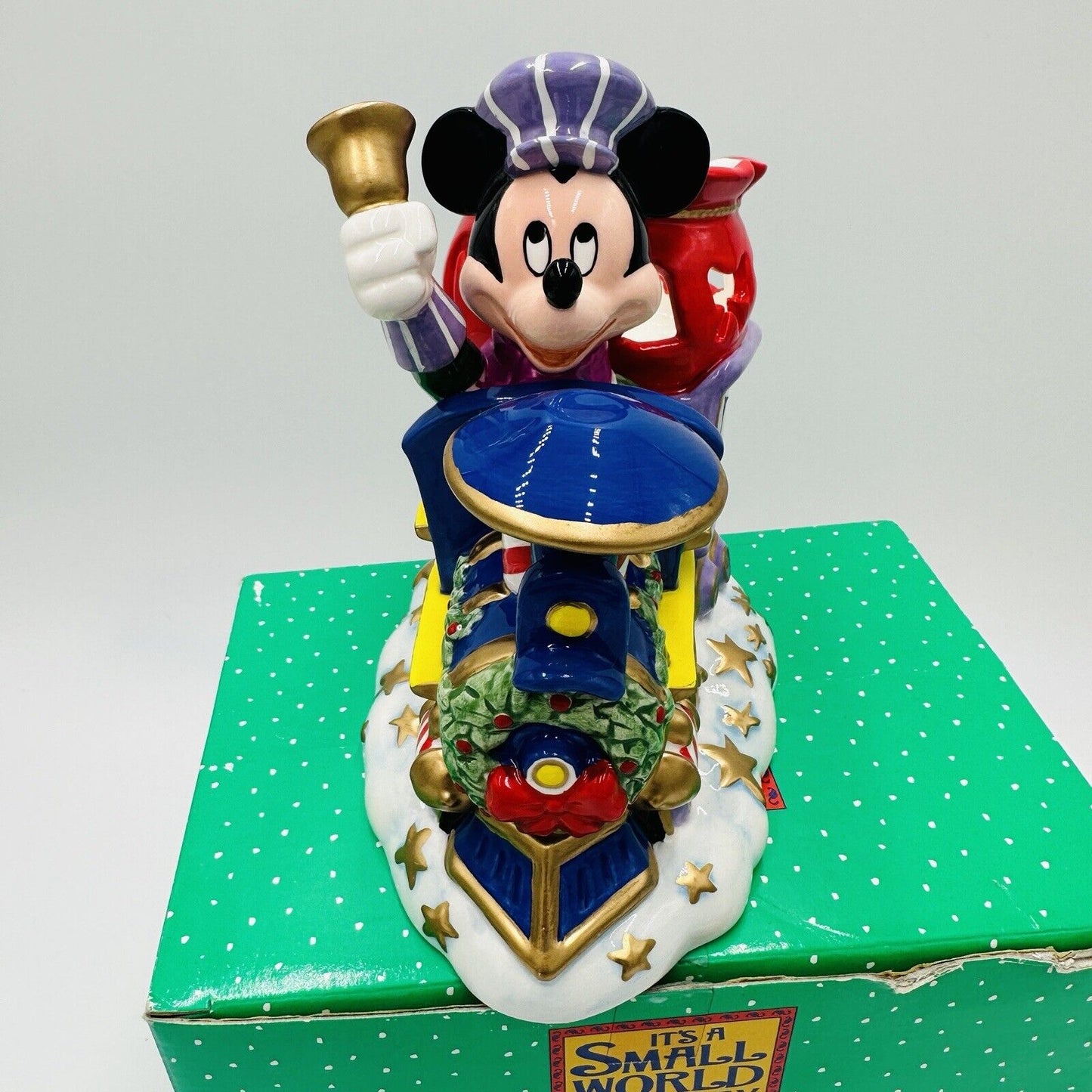 Disney Candleholder Mickey Train It's a Small World Christmas Vintage Boxed