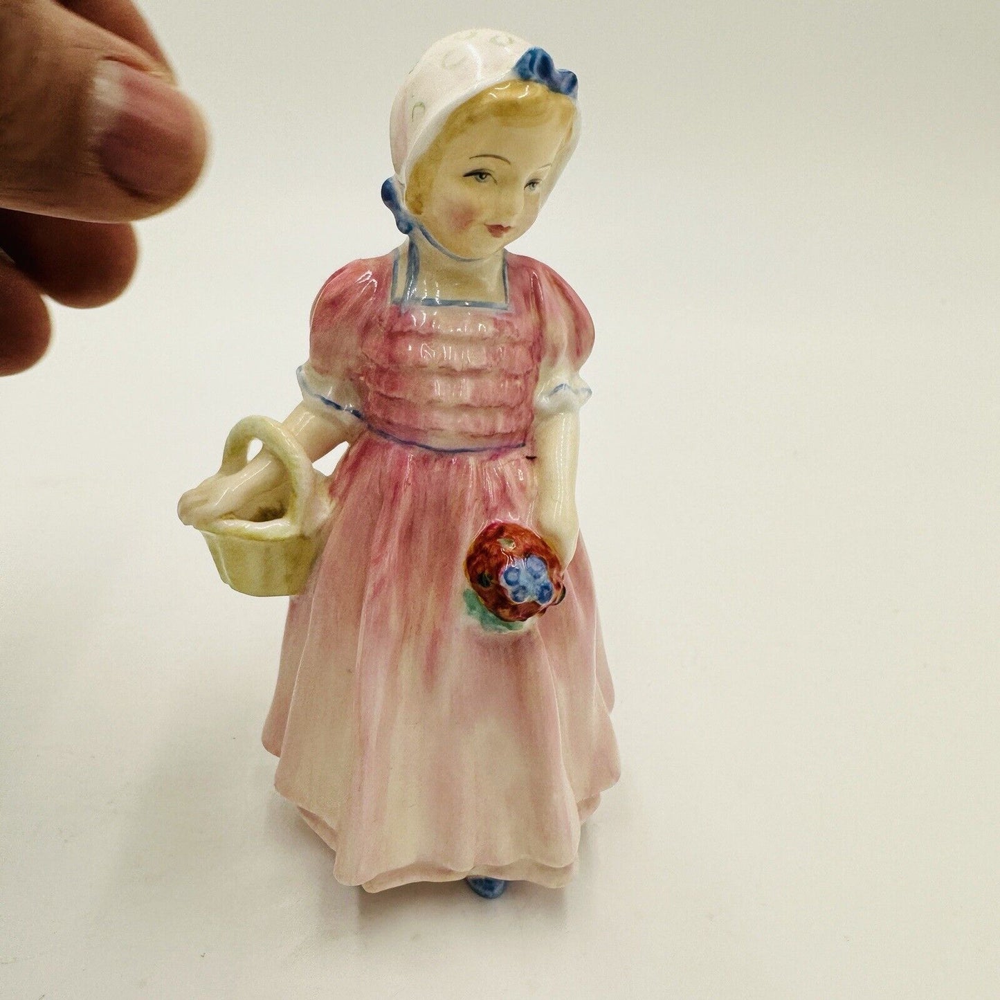 Royal Doulton Figurine Tinkle Bell Pink Girl Basket  HN 1677 Porcelain England