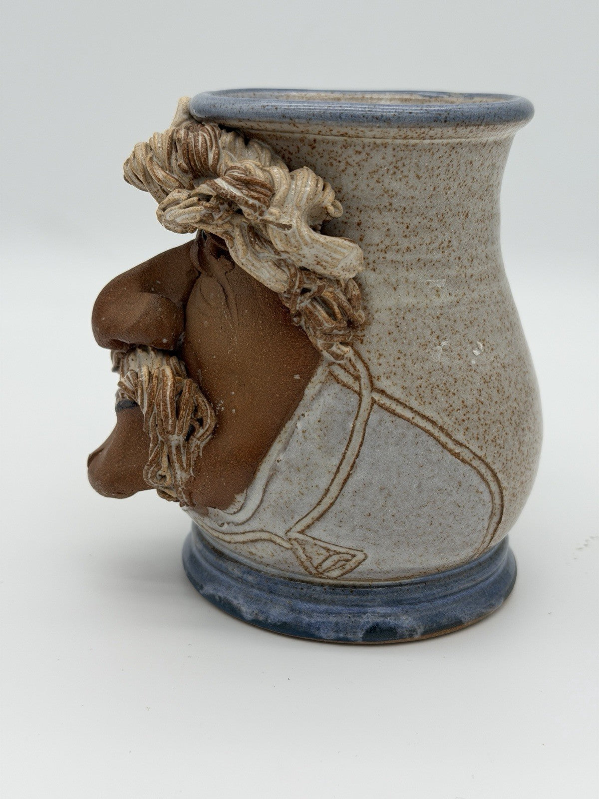 John Coiner Art Pottery Ugly Face/old Man Coffee Mug Folk Art Signed 1993 Large
