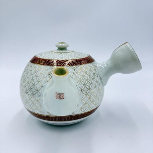 Antique Japanese Kutani Porcelain Tea Pot Gold Accents Embossed