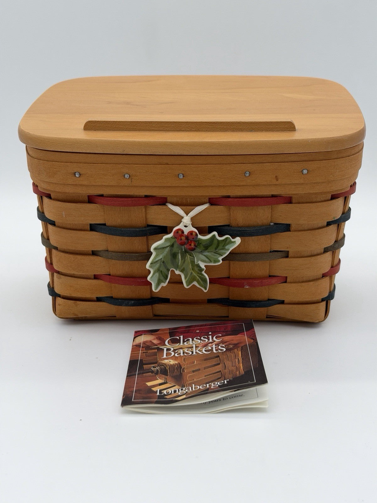 Vintage 2001 Longaberger Recipe Woven Basket w/Lid Liner Tie-on Christmas Rare