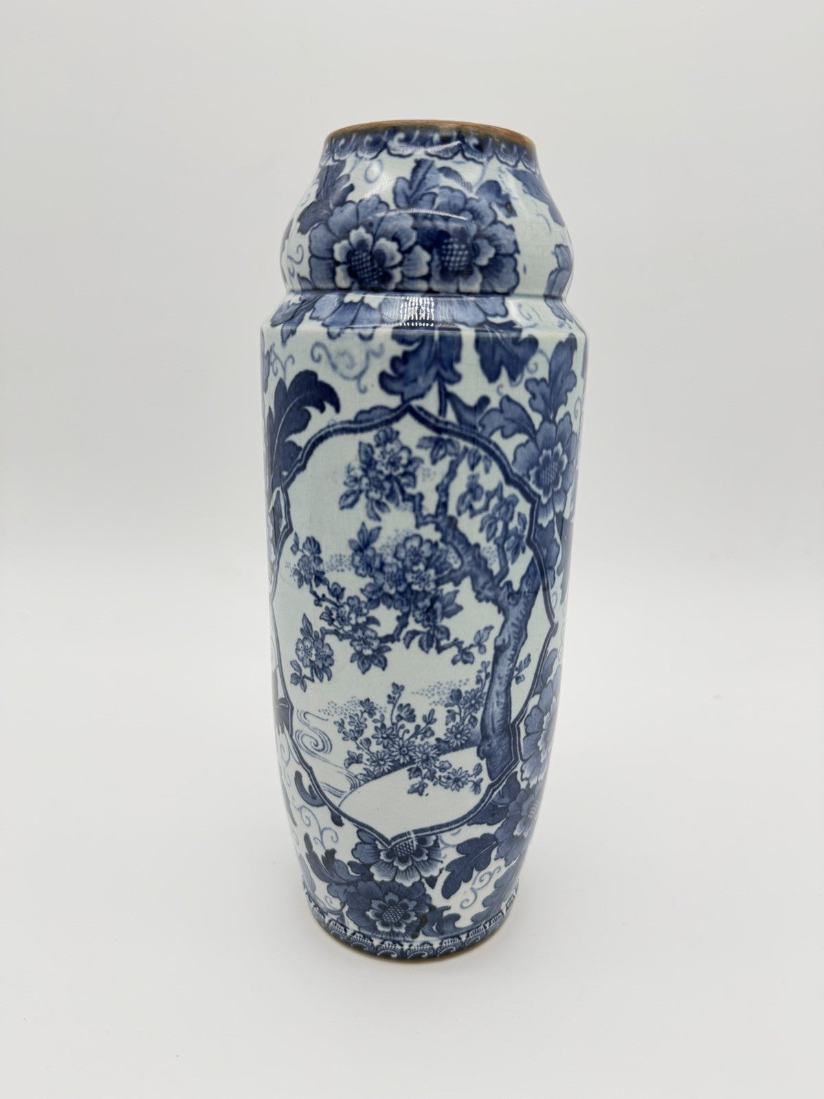 Antique Royal Bonn Franz Anton Mehlem Tokyo White/blue 10” Vase Porcelain German