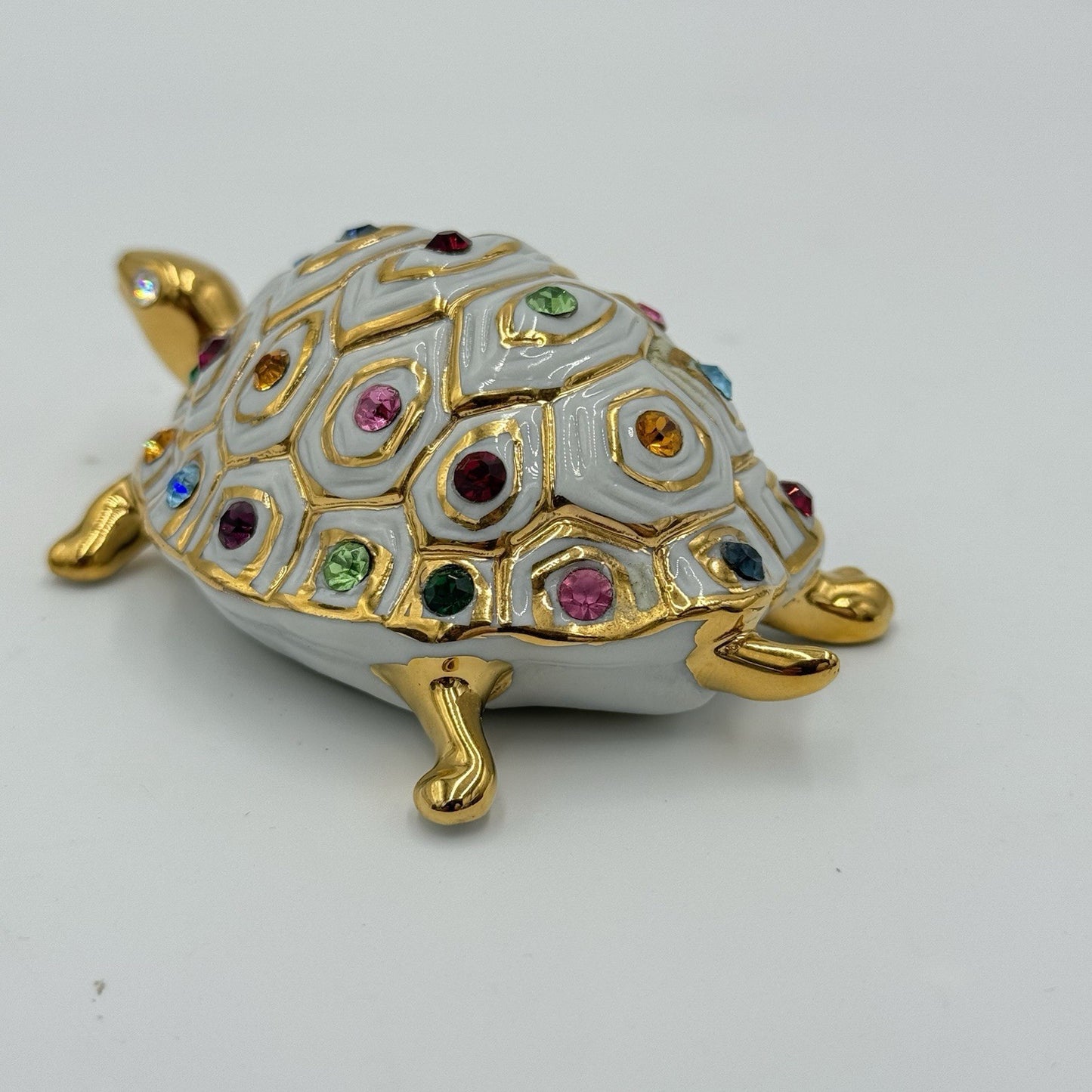 Capodimonte Italy  Turtle Figurine w/ Swarovski Crystals Polaris Porcupine 2”x 4