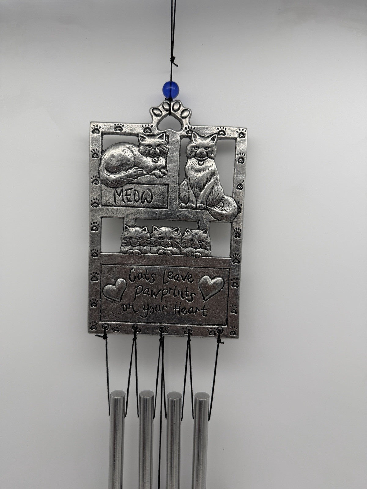 Carson Home Accents Heartnotes Wind Chime cat You left paw prints on my heart
