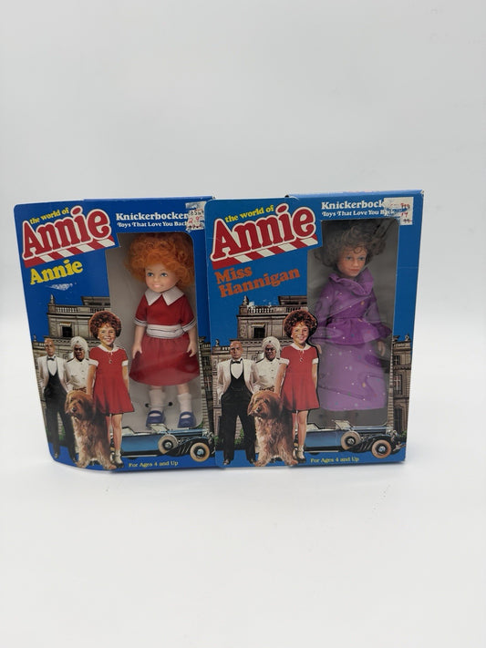 Rare Knickerbocker 1982 The World of Annie & Miss Hannigan Dolls Figurines Seald