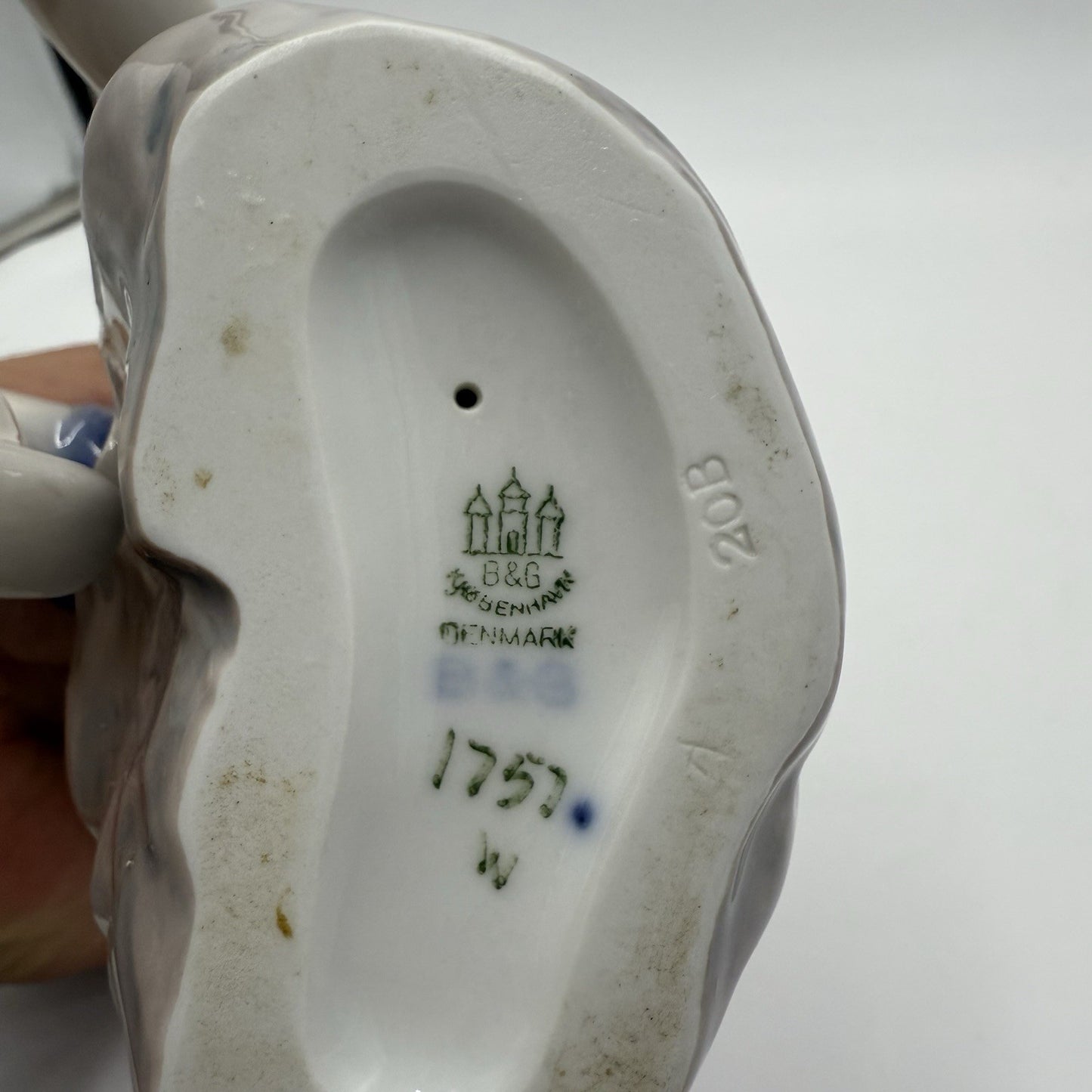 Bing & Grondahl Porcelain Denmark 8in Paddling About # 1757 Boy On Rock Figurine