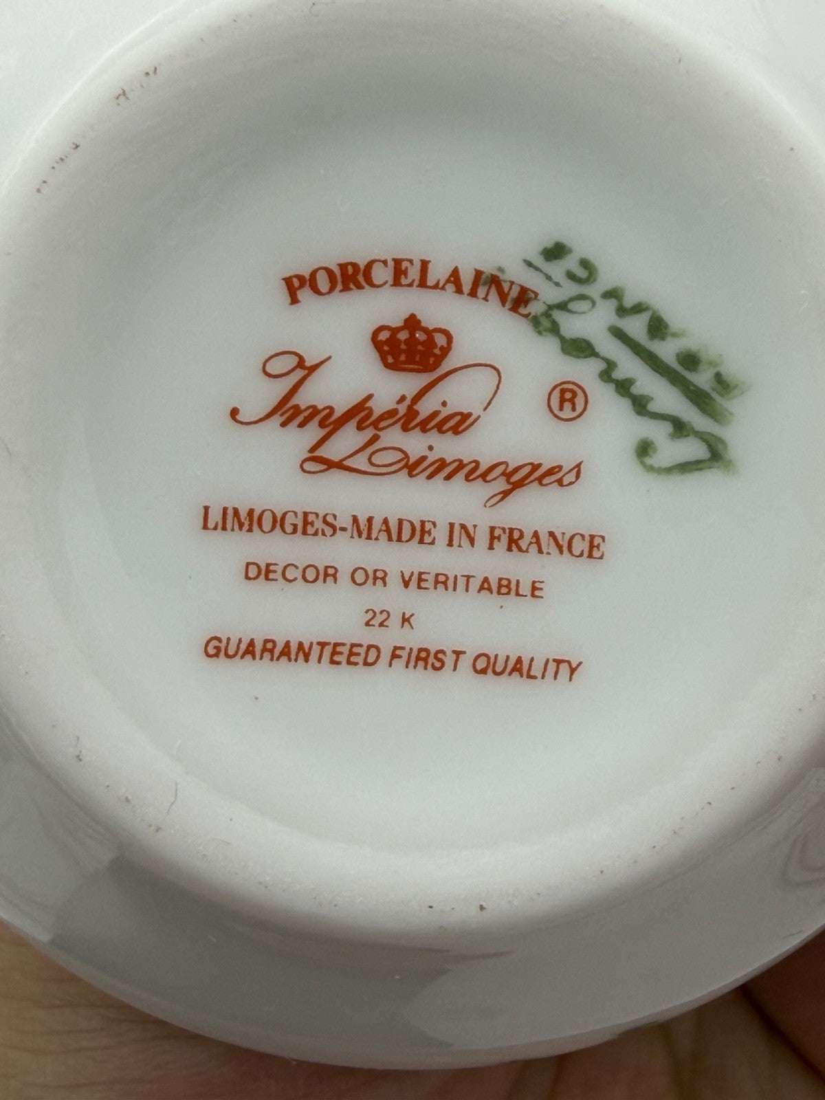 Vintage Imperia Limoges France Floral White/Blue 22K Gold Round Trinket Box