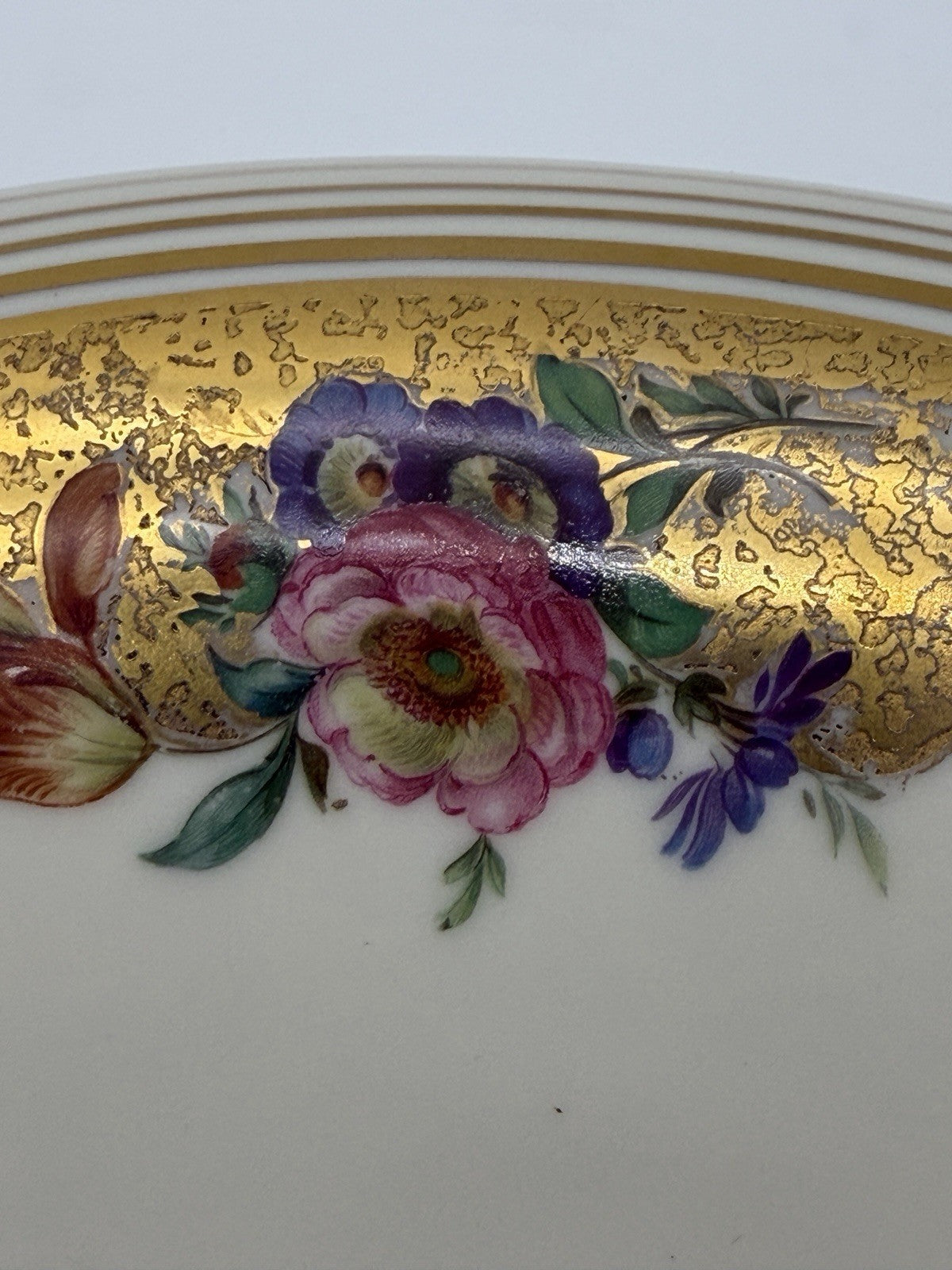 Antique Schoenau Germany Porcelain #3003 hand painted Floral Footed Large Bowl