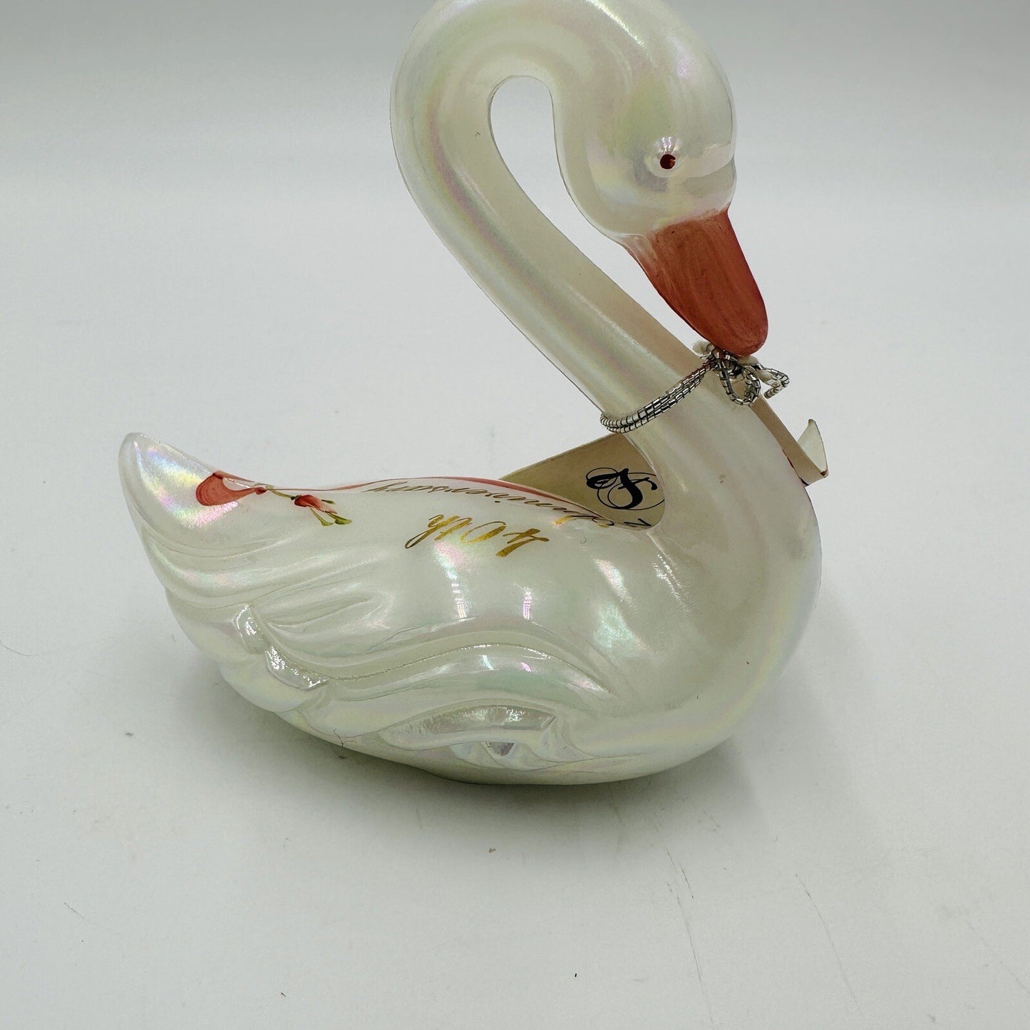 Fenton Swan Figurine 40th Anniversary Enduring Love 1989 4in Vintage Art Glass