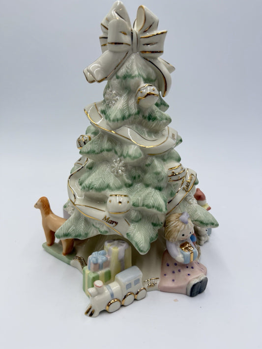 LENOX Porcelain Holiday Traditions Christmas Tree Note Prewritten Names 8.5”H