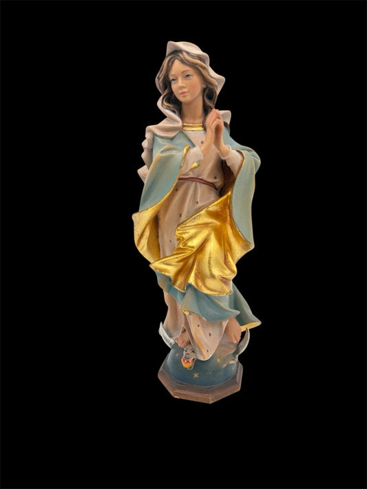Josef Albl Folk Art Blessed Virgin Mary hand-carved wooden sculpture Germany 12”