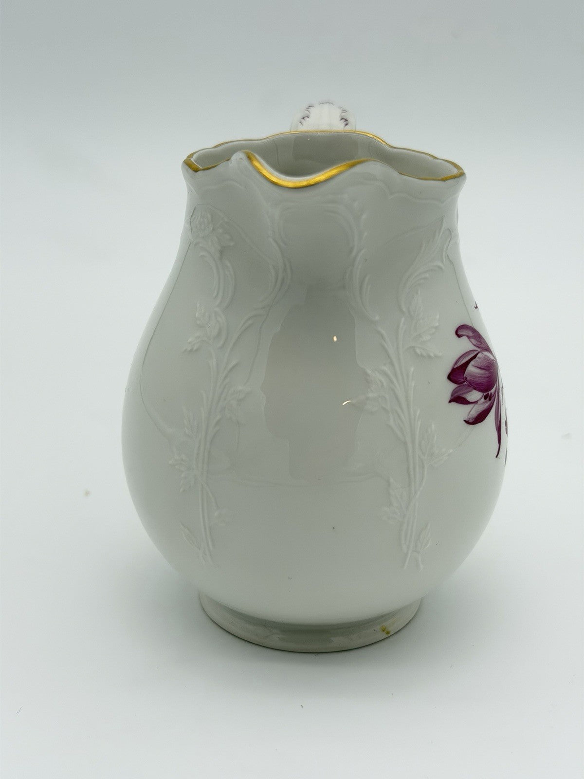 Antique KPM Berlin Porcelain Hand Painted Pink Flowers 4” Creamer Porcelain Germ