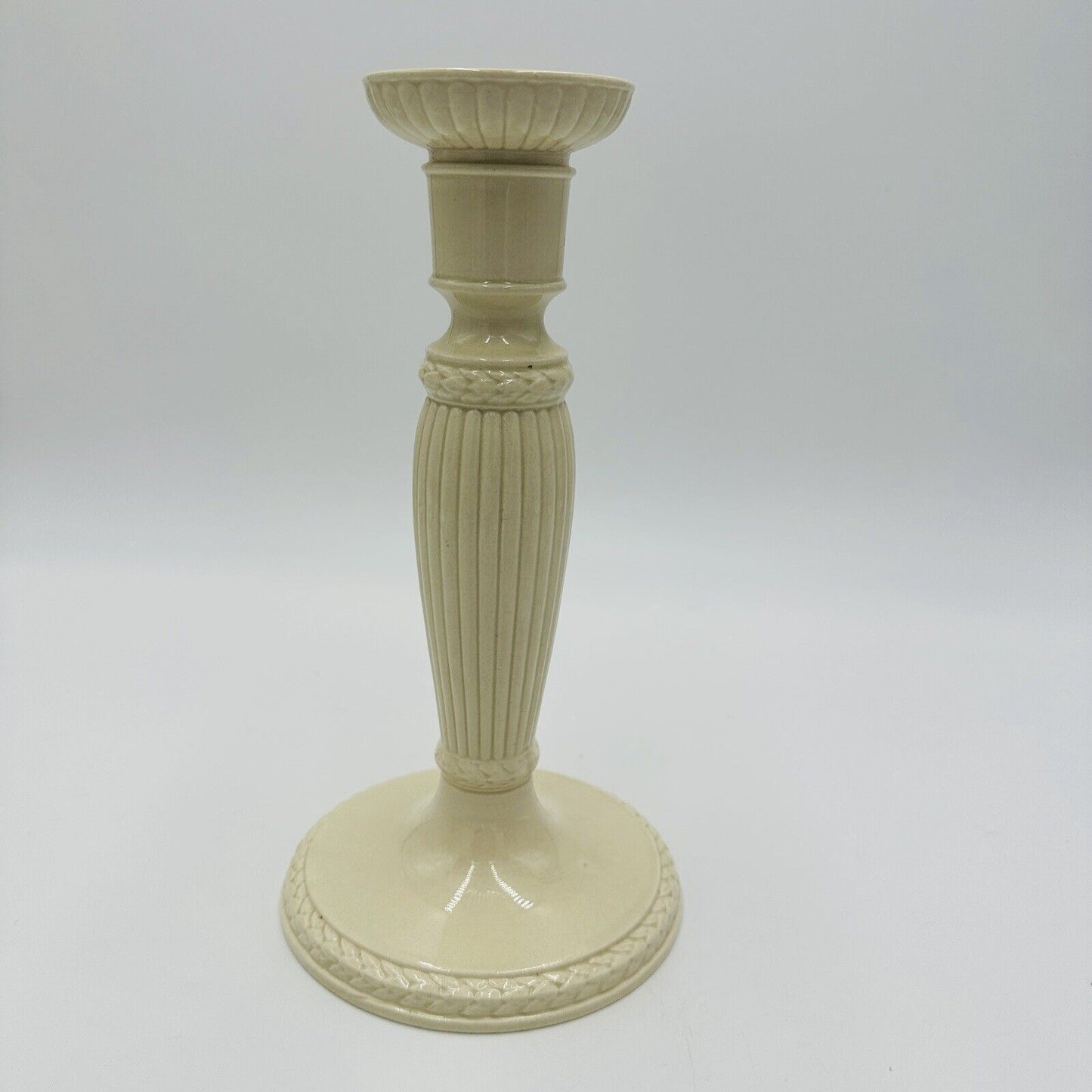 Wedgwood Candlesticks Etruria & Barlaston 10in Embossed Cream England Vintage