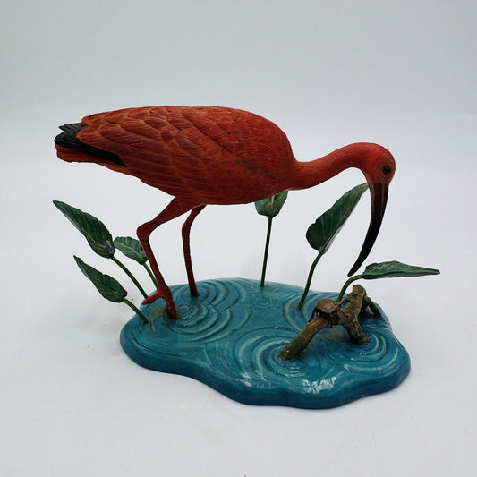 The Danbury Mint Scarlet Hunter Ibis Bird Figurine By Jeff Rechin 4” X 6”vintage