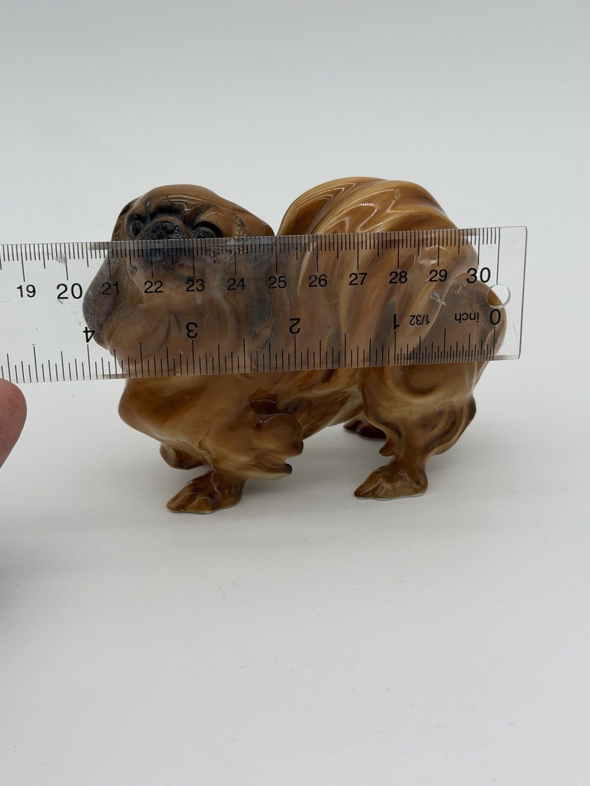 Hutschenreuther Porcelain Germany pekinese Dog Glossy Painted Figurine Brown