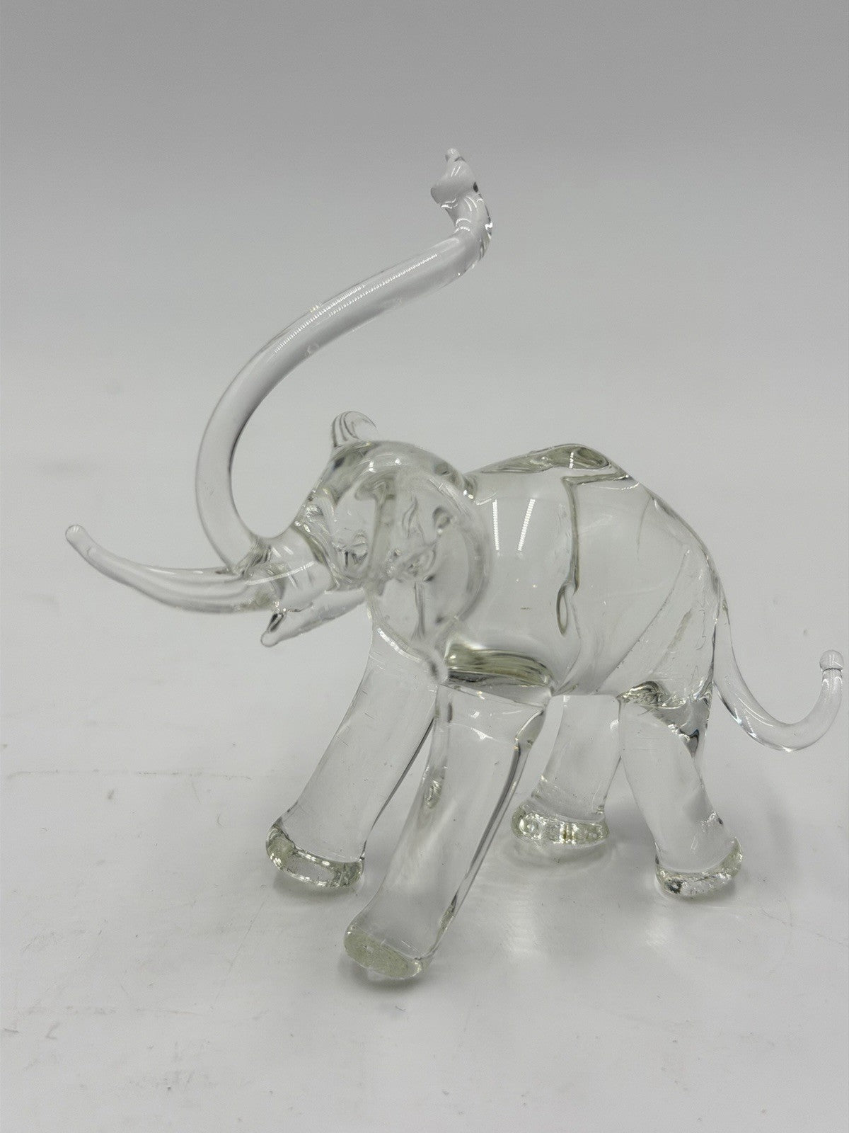Vintage Hand Blown Art Glass Elephant Trunk Up Figurine