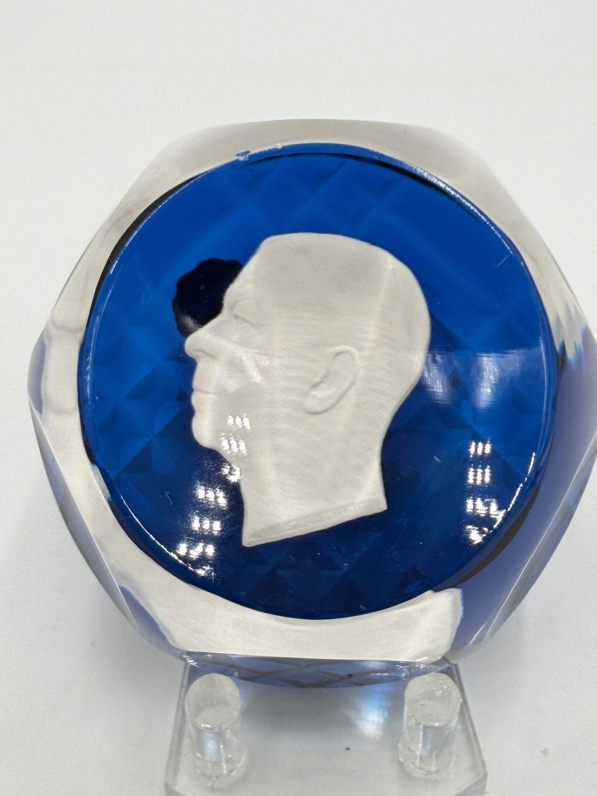 D'ALBRET France  Crystal Blue Faceted SULPHIDE Cameo KING GUSTAV Sweden