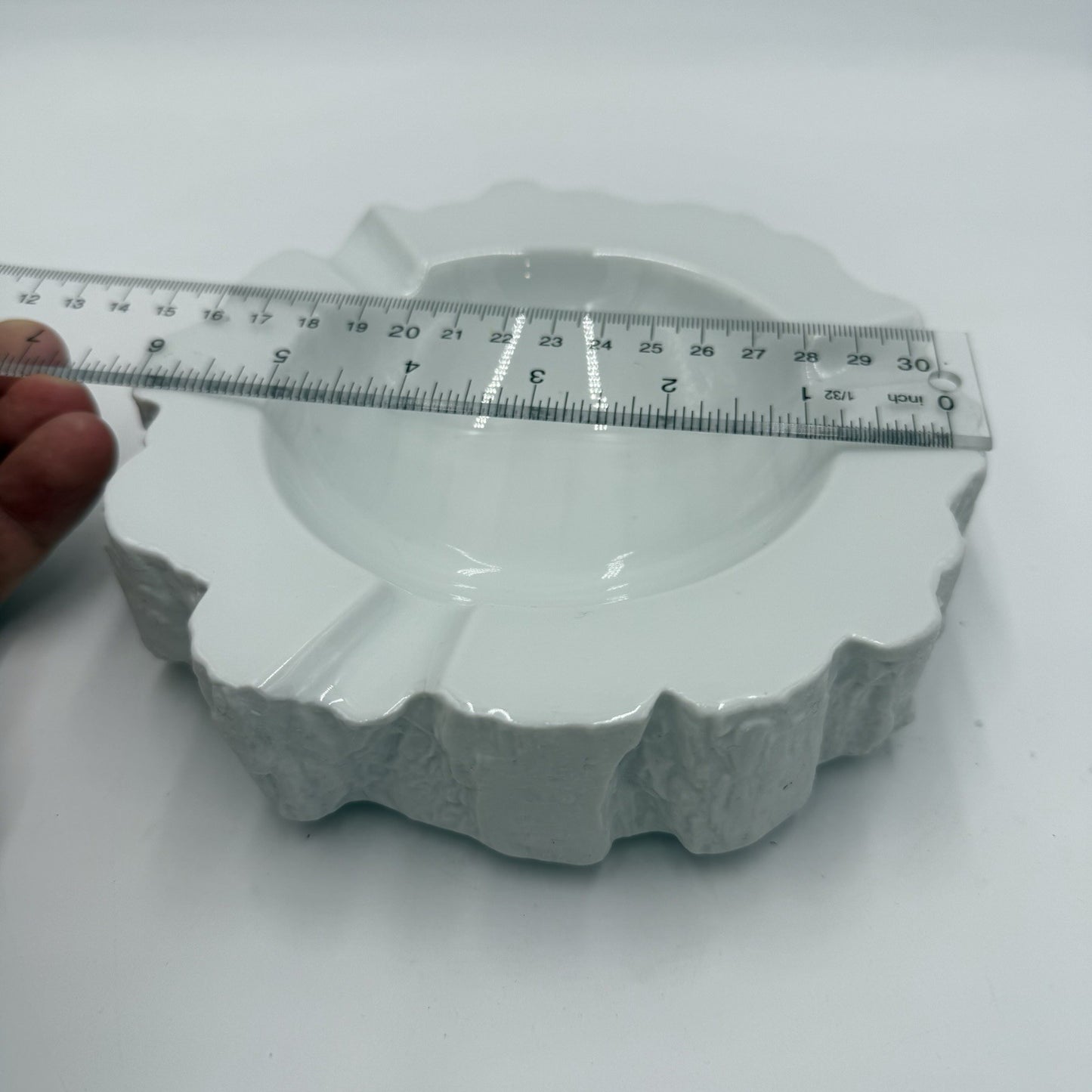 Bareuther Waldsassen Bavaria Porcelain White Ashtray Germany Vintage 2”x6”Rare